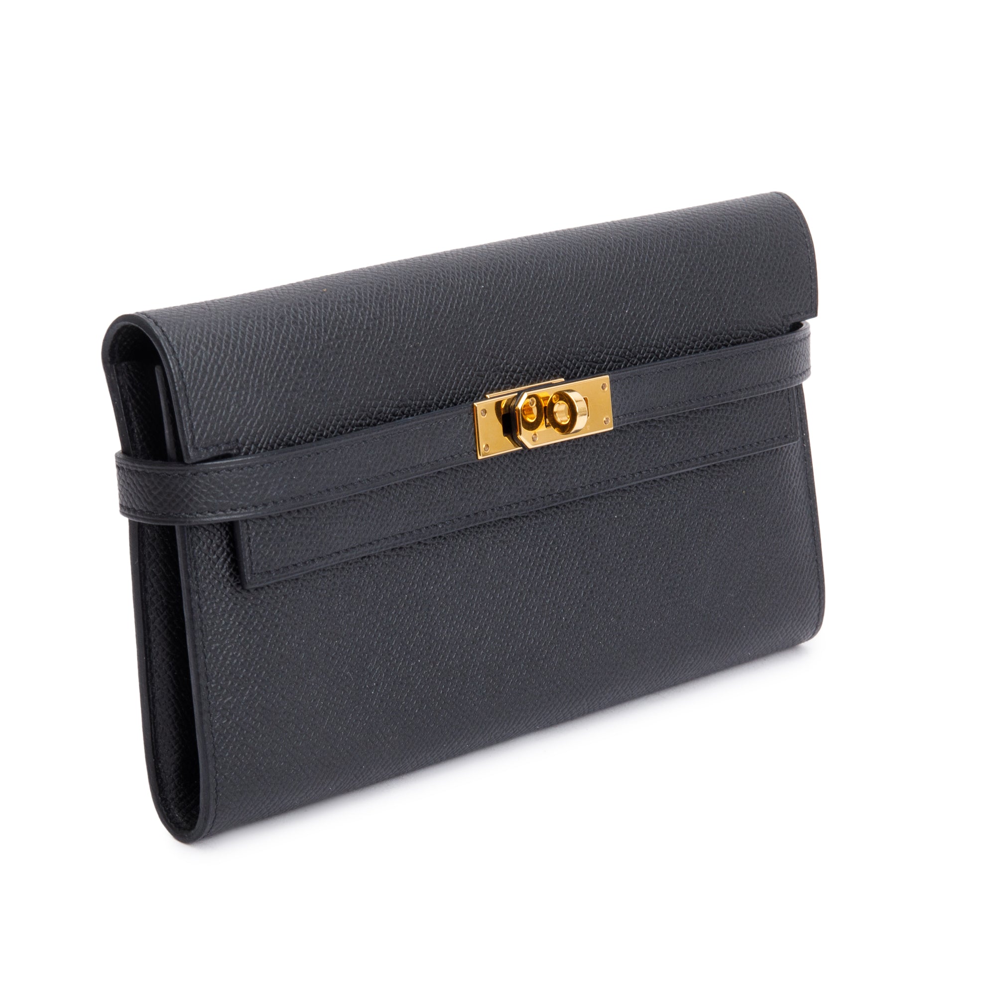 Hermes Black Epsom Leather Classic Kelly Longue Wallet w/ Box