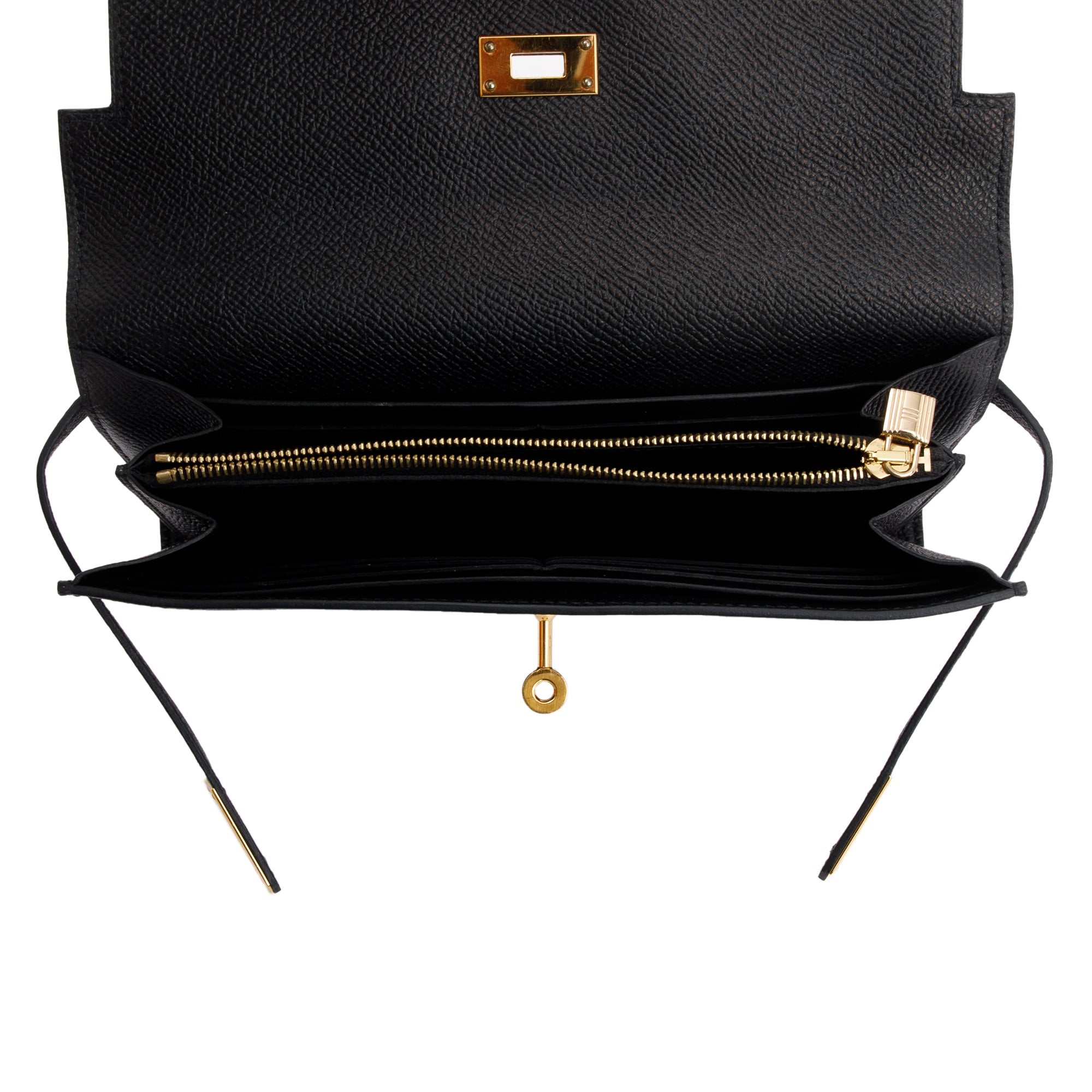 Hermes Black Epsom Leather Classic Kelly Longue Wallet w/ Box