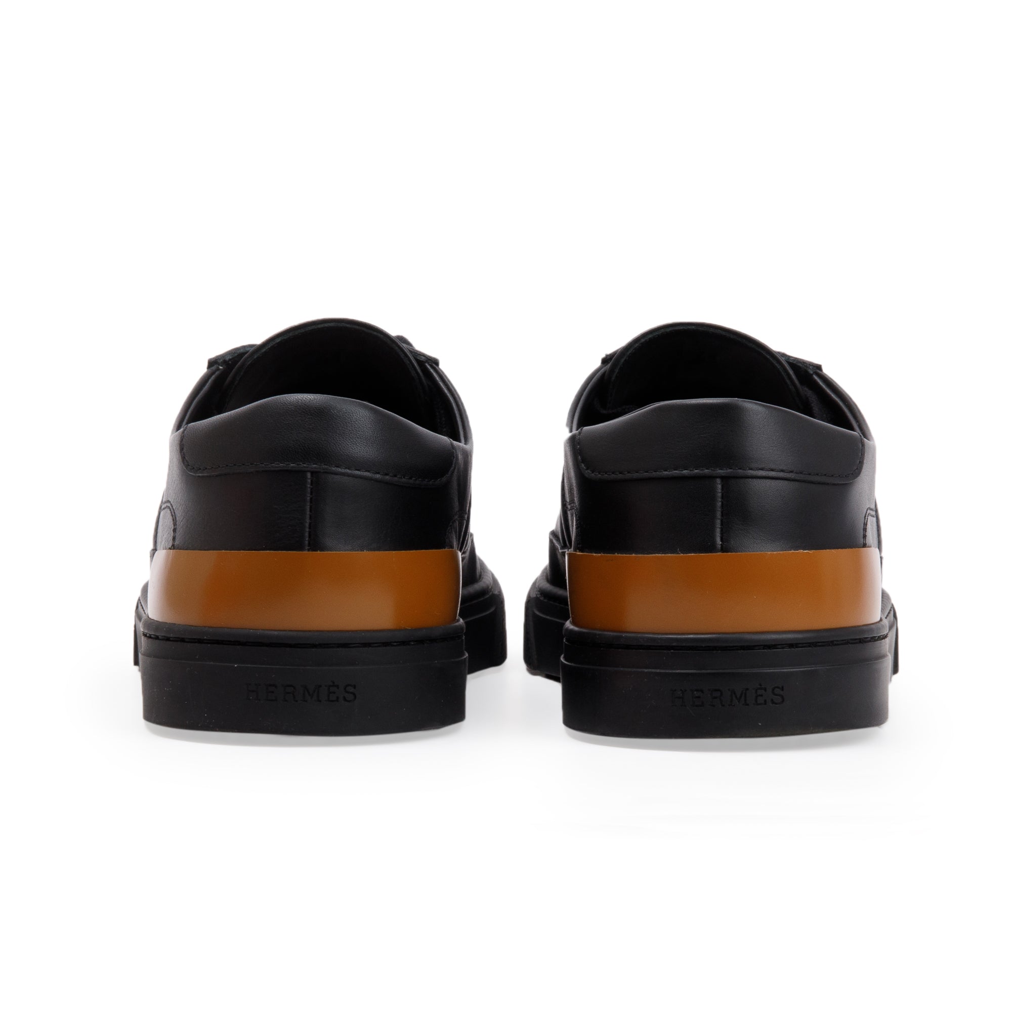 Hermes Black Noir Calfskin Leather Deep Sneakers, Size 41 w/ Box