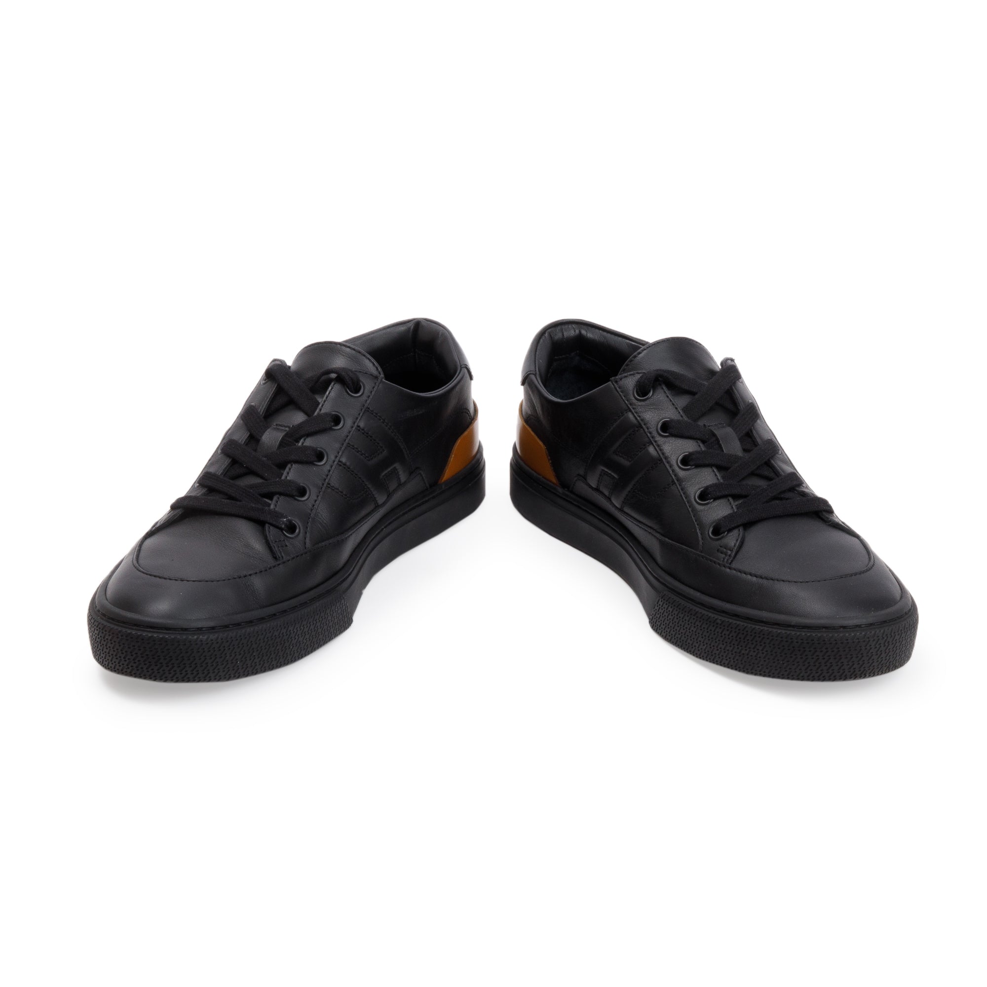 Hermes Black Noir Calfskin Leather Deep Sneakers, Size 41 w/ Box