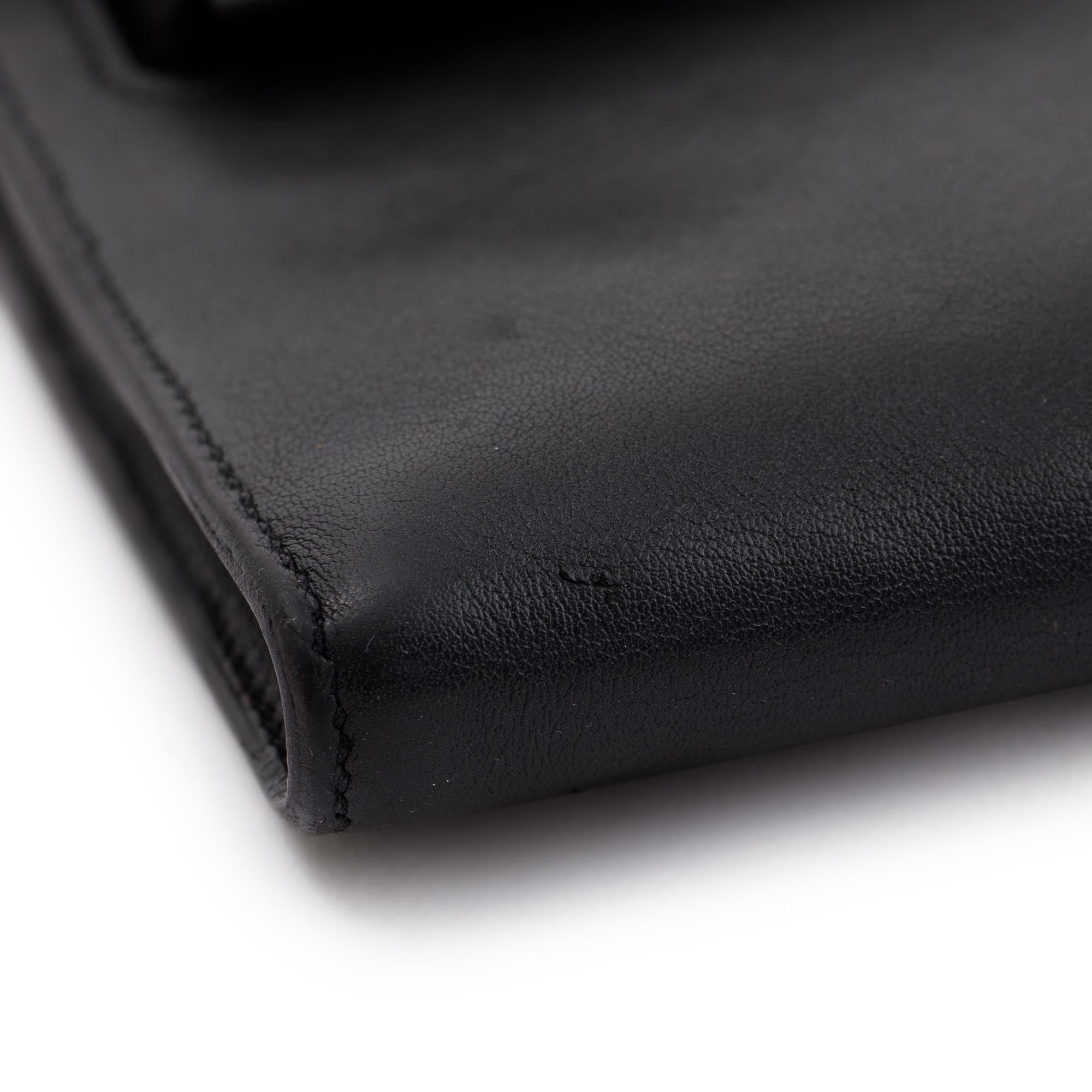 Hermes Black Swift Leather Kelly Cut Clutch w/ Box