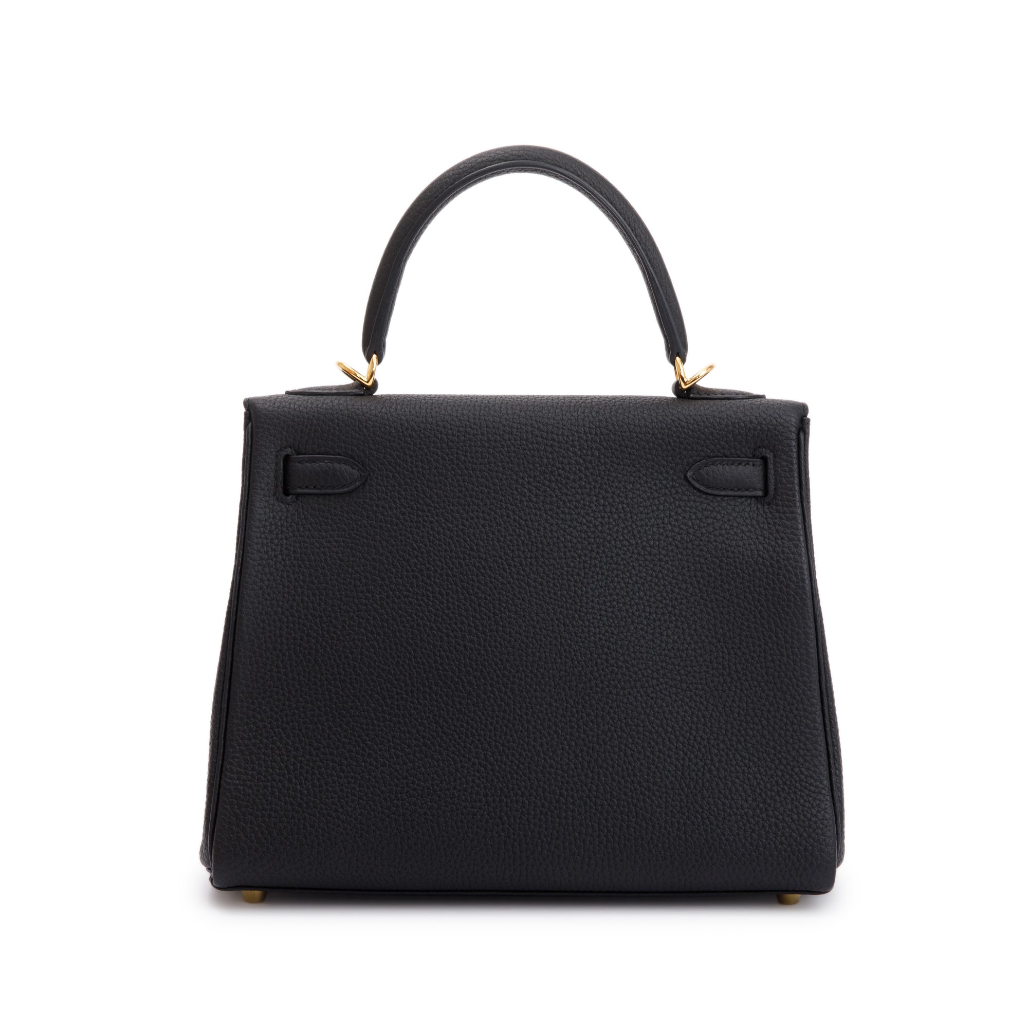 Hermes Black Togo Kelly II Retourne 25 w/ Strap & Box