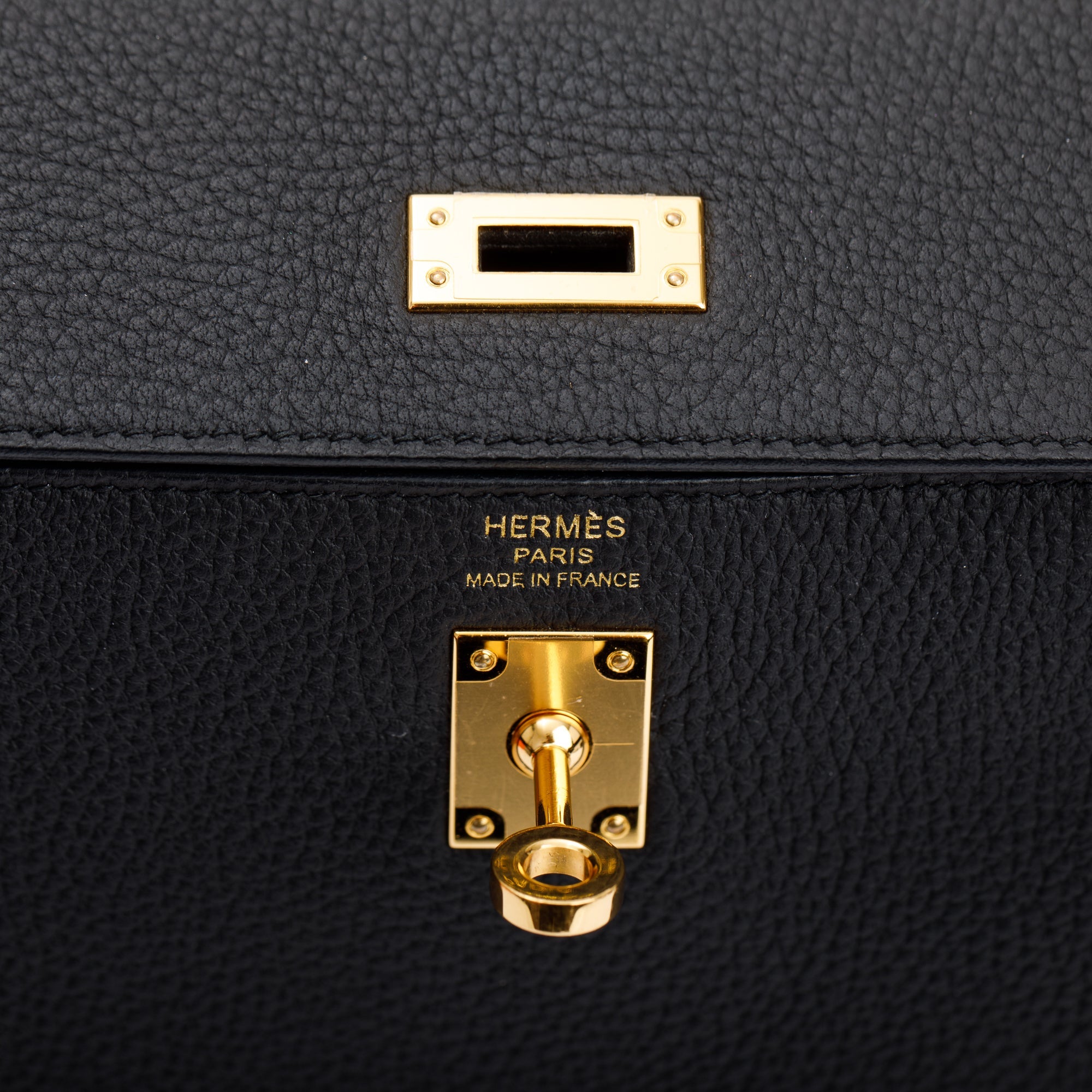 Hermes Black Togo Kelly II Retourne 25 w/ Strap & Box