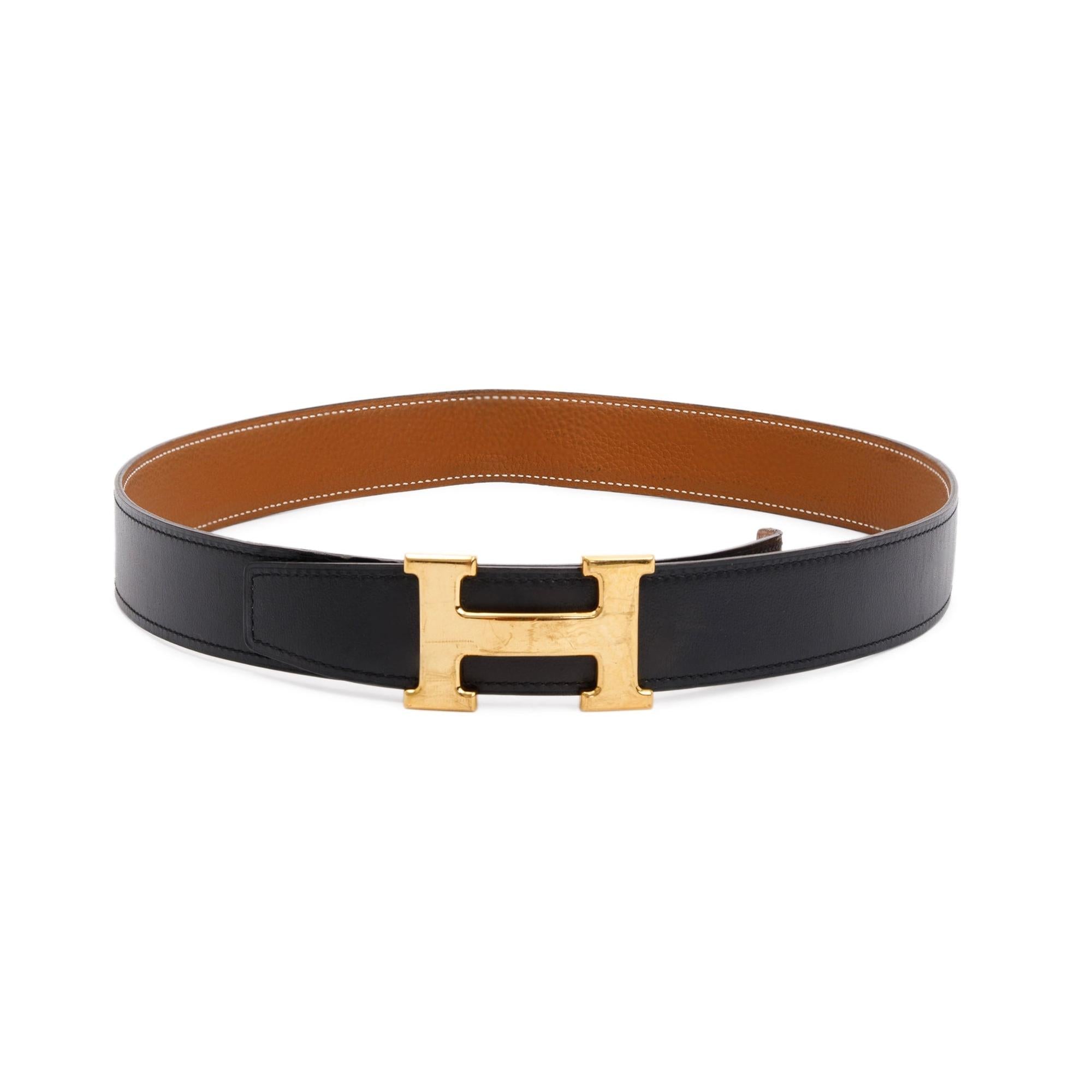 Hermes Black/Brown Leather Reversible 32 mm H Belt Kit