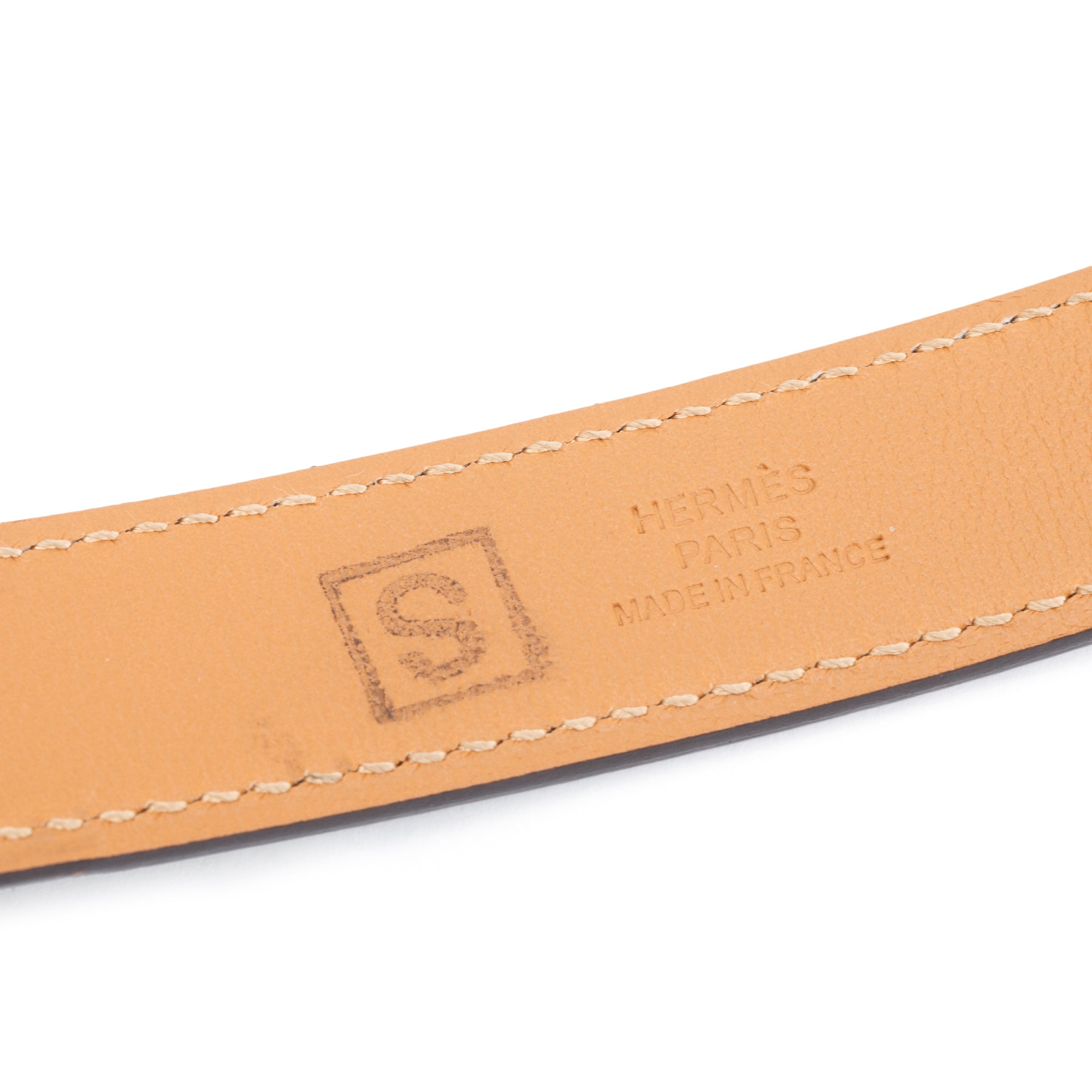 Hermes Black/Gold Swift & Epsom Leather Charniere 22 MM Palladium Plated Belt w/ Box