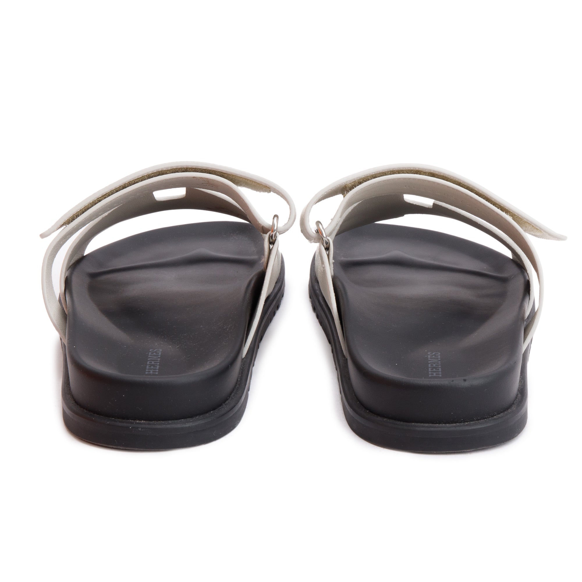 Hermes Blanc Epsom Calfskin Leather Chypre Sandals, Size 42 w/ Box