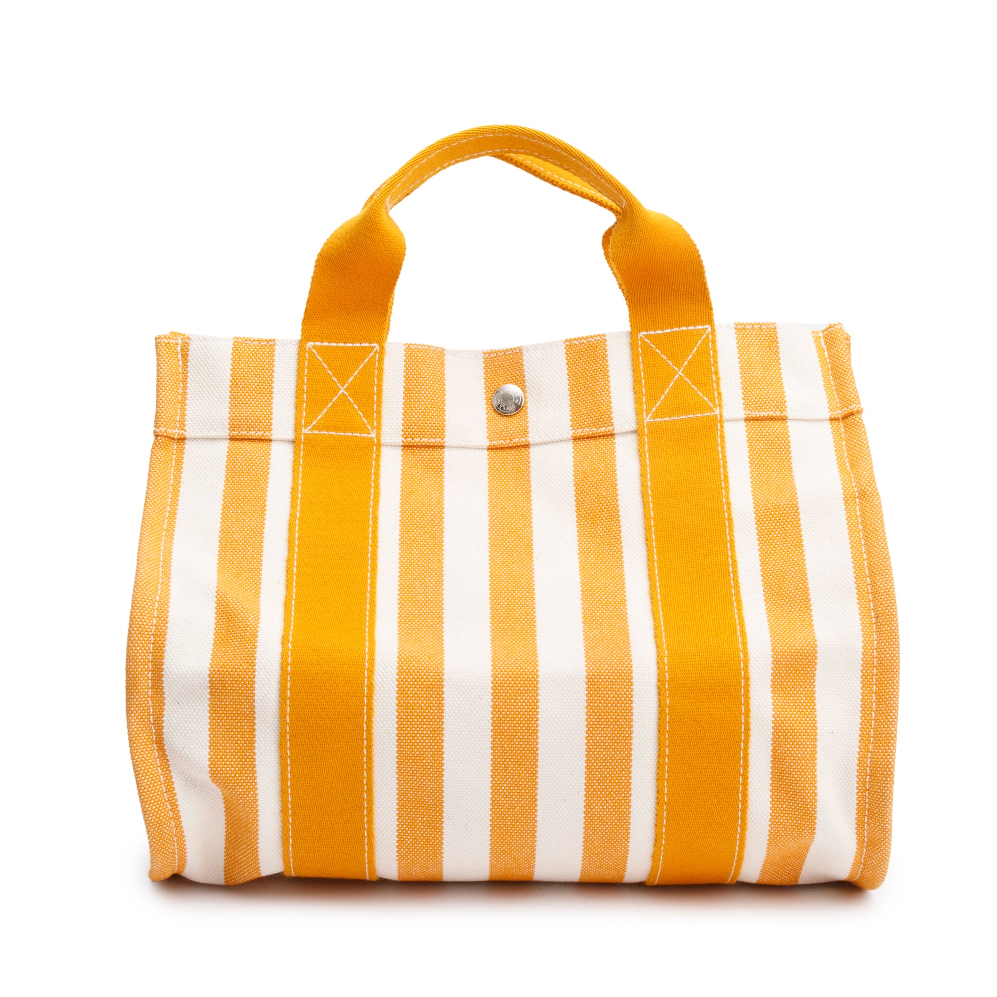 Hermes Blanc Saffron Toile H Striped Canvas Cannes PM w/ Pouch