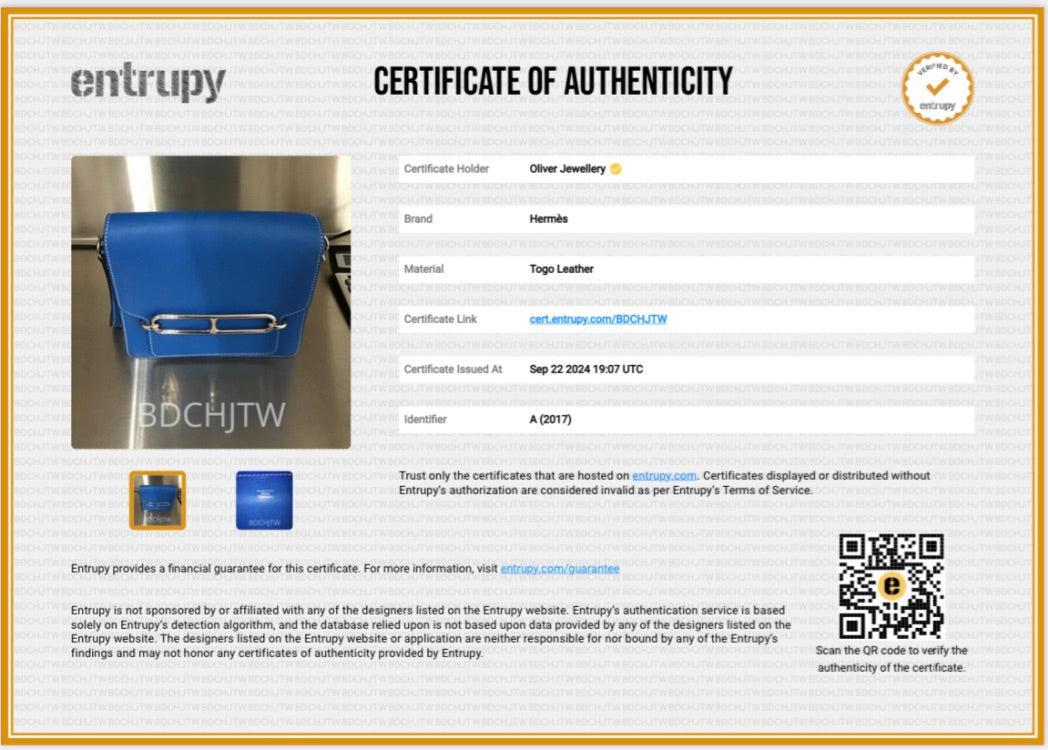 Hermes Bleu Hydra Veau Evercolor Sac Roulis 23 w/ Box & Receipt