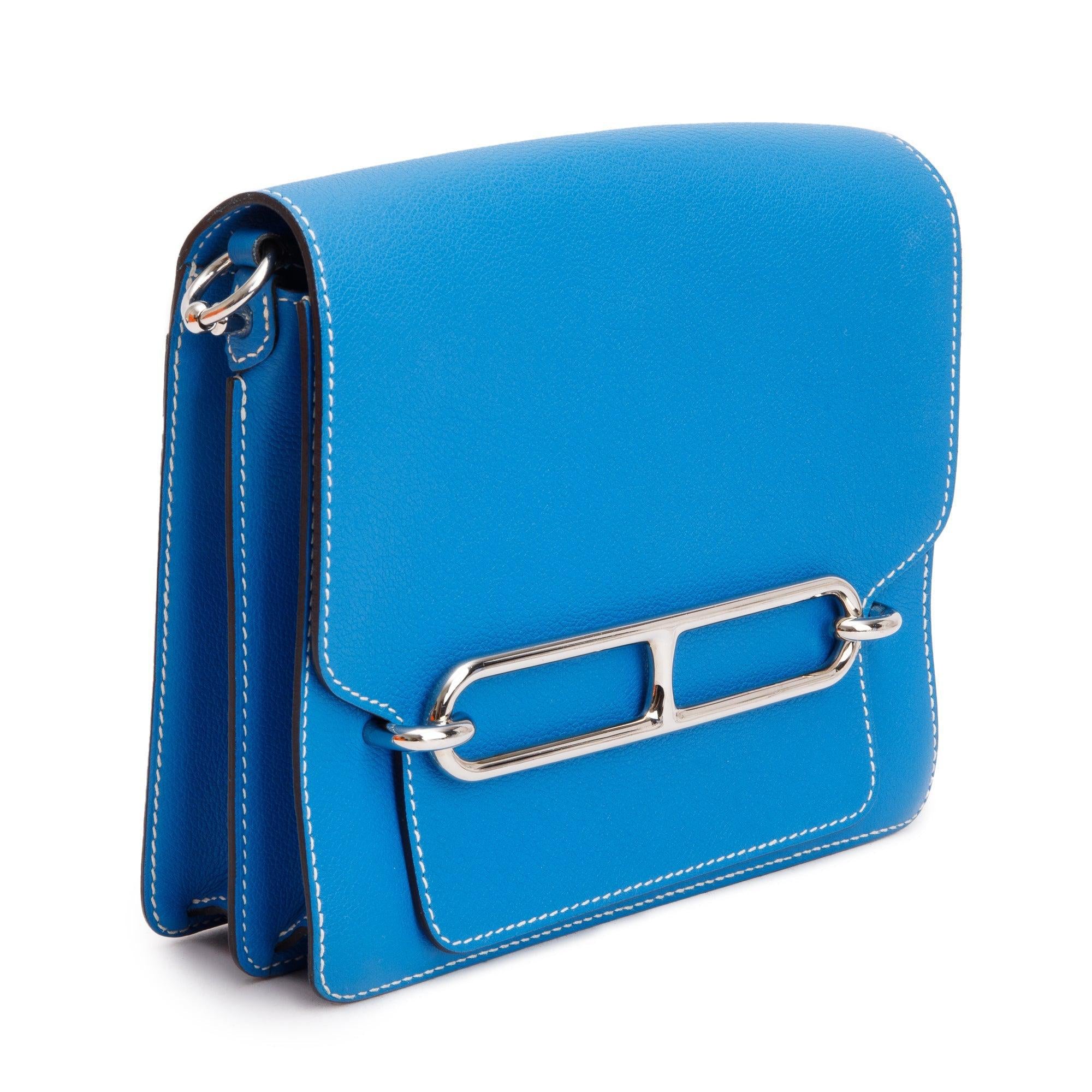 Hermes Bleu Hydra Veau Evercolor Sac Roulis 23 w/ Box & Receipt