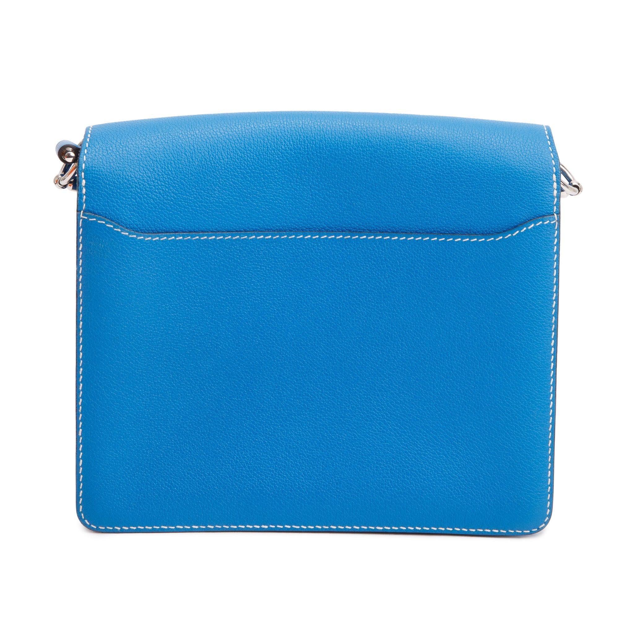 Hermes Bleu Hydra Veau Evercolor Sac Roulis 23 w/ Box & Receipt