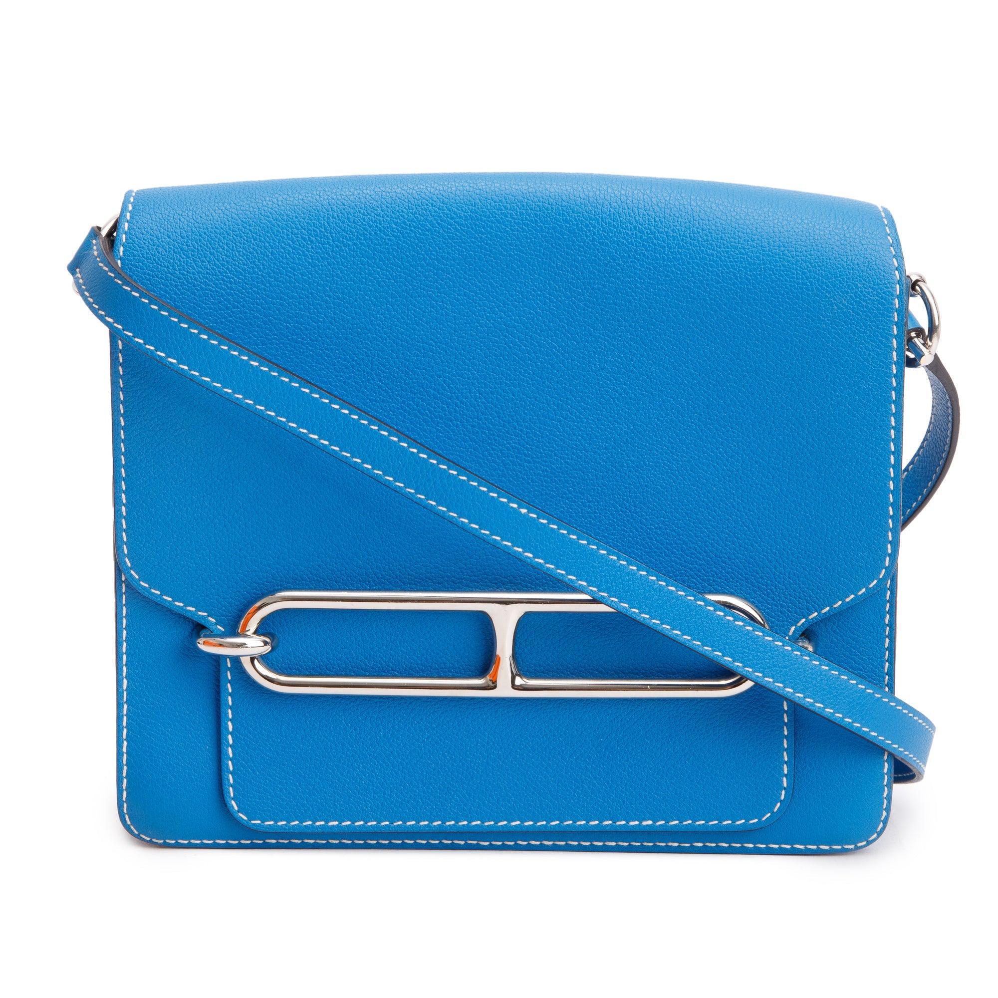 Hermes Bleu Hydra Veau Evercolor Sac Roulis 23 w/ Box & Receipt