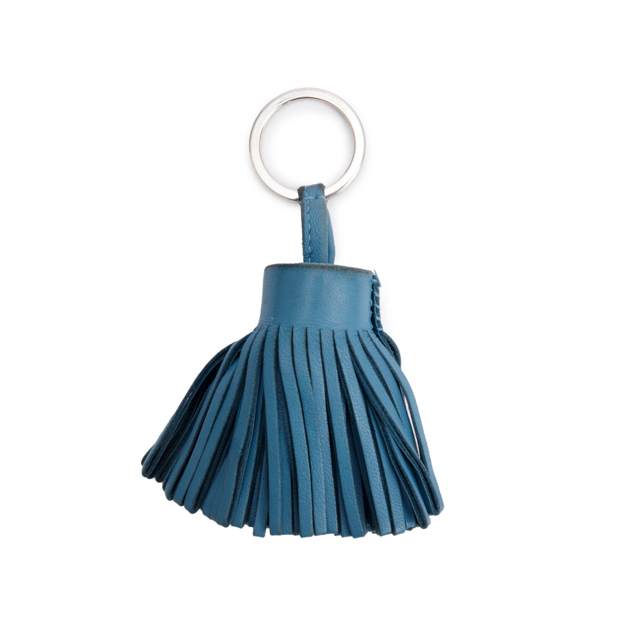 Hermes Bleu Milo Carmen Leather Single Tassel Keyring