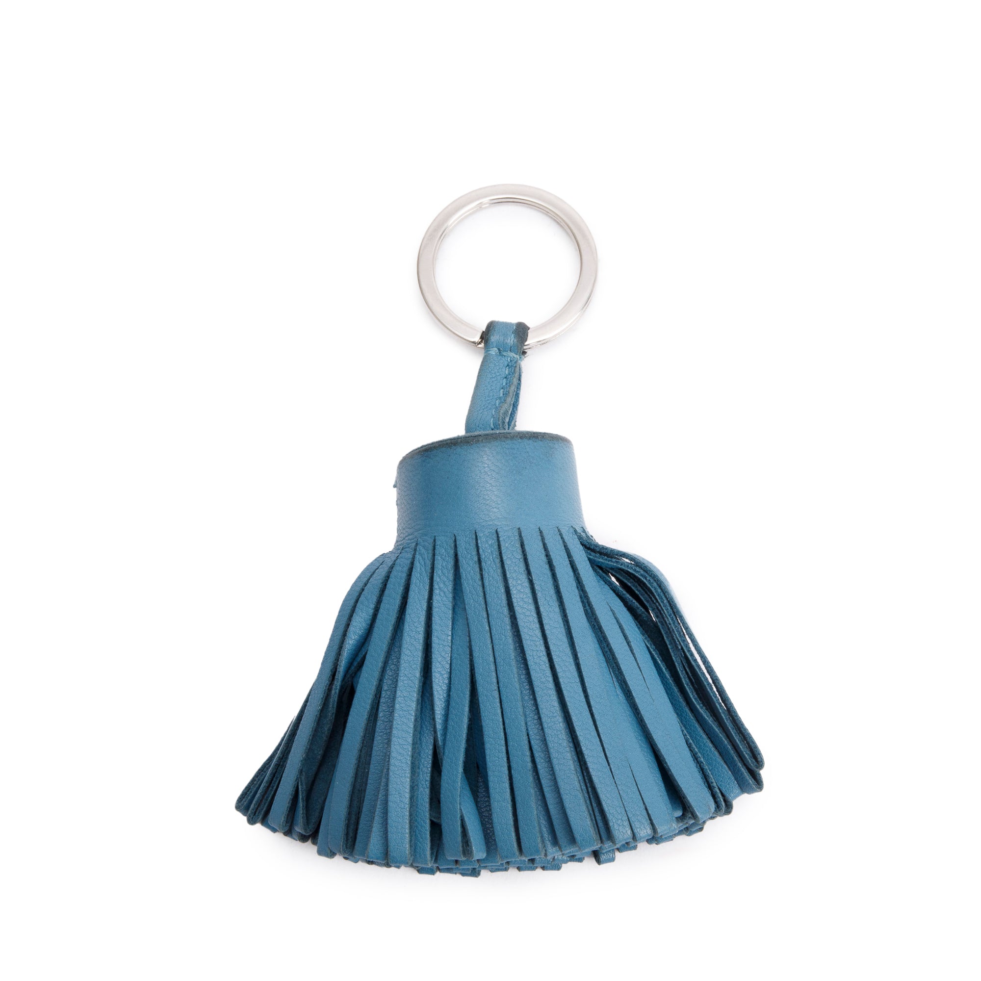 Hermes Bleu Milo Carmen Leather Single Tassel Keyring