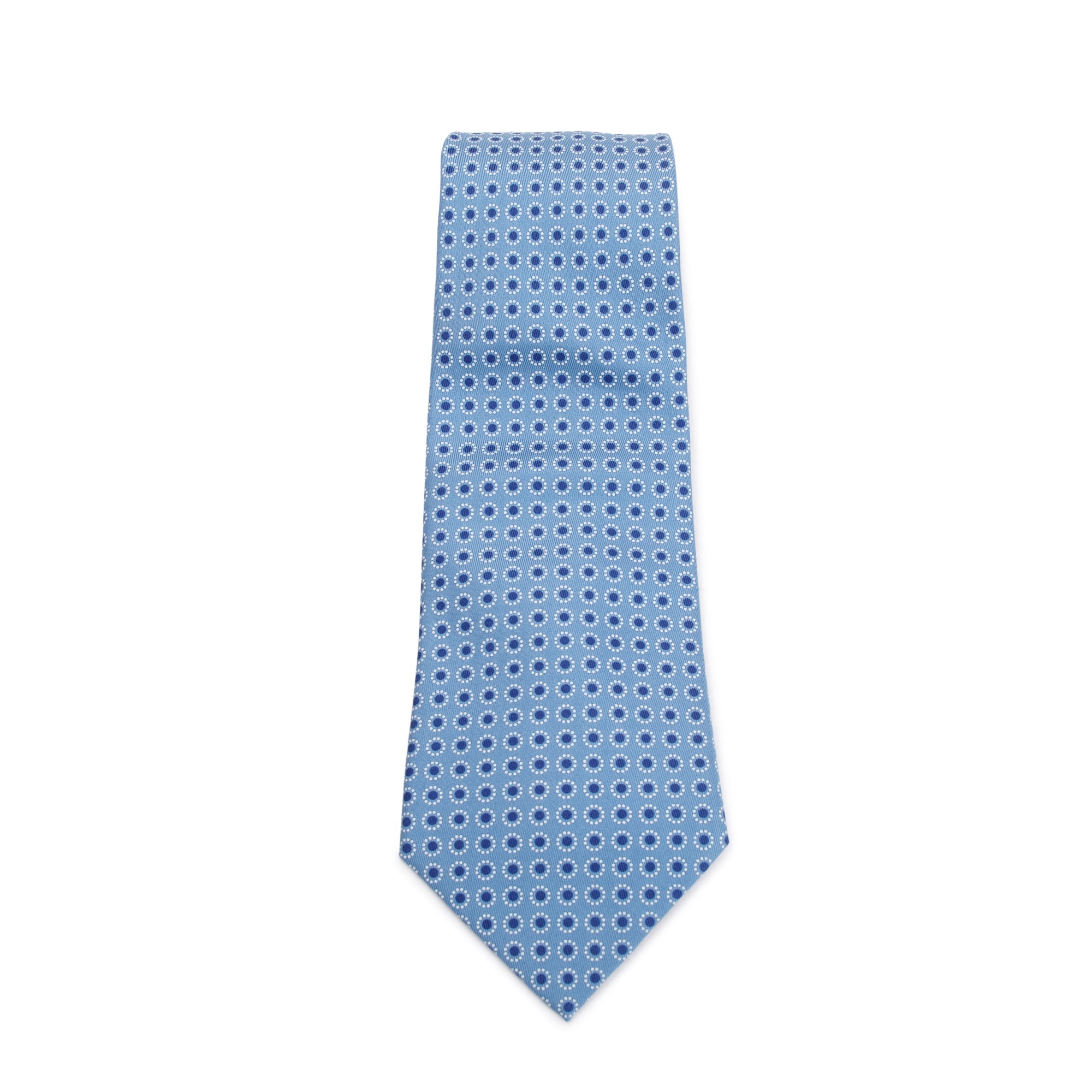 Hermes Blue 5357 OA Printed Silk Tie
