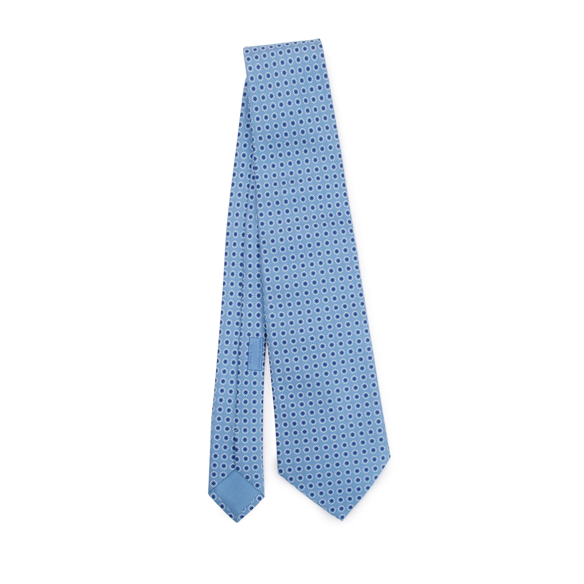 Hermes Blue 5357 OA Printed Silk Tie