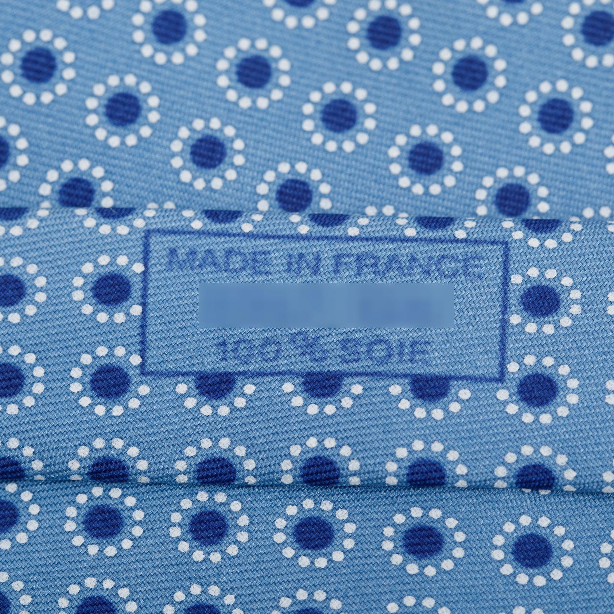 Hermes Blue 5357 OA Printed Silk Tie