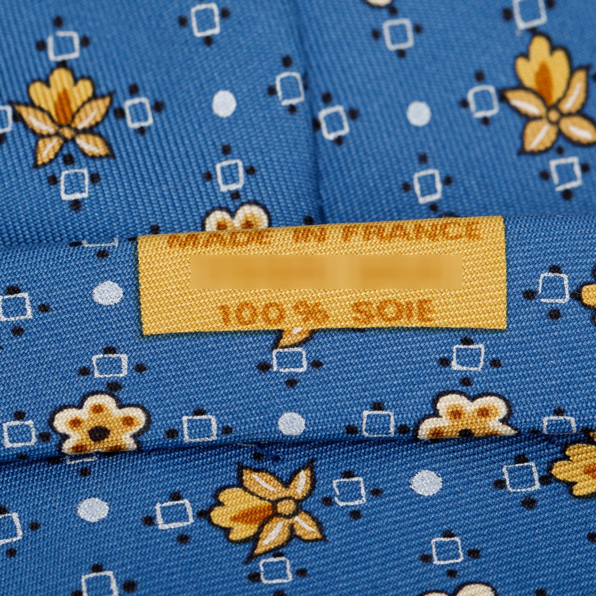 Hermes Blue 7904 MA Printed Silk Tie