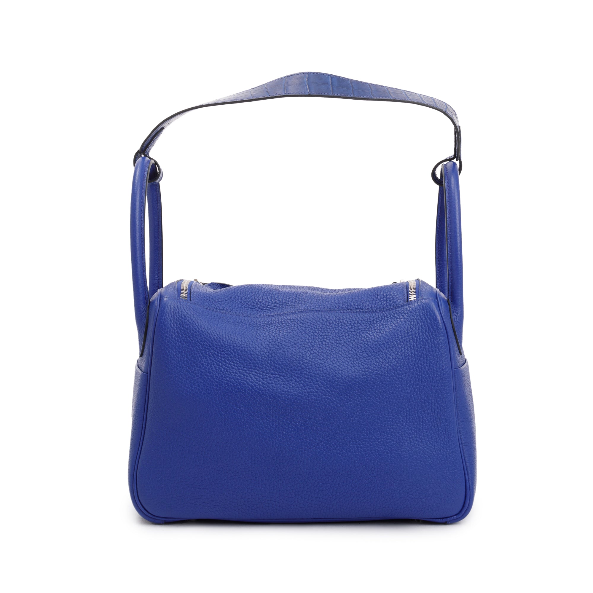 Hermes Blue Electric Clemence Leather Matte Niloticus Lindy Touch 30 w/ Box