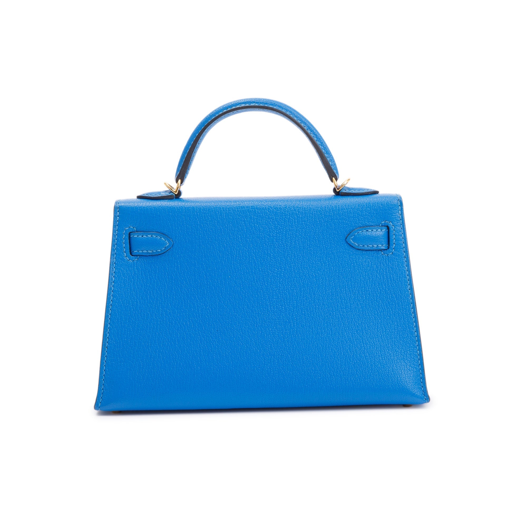 Hermes Blue Hydra Chevre Mysore Leather Mini Kelly II Sellier 20 w/ Box & Strap