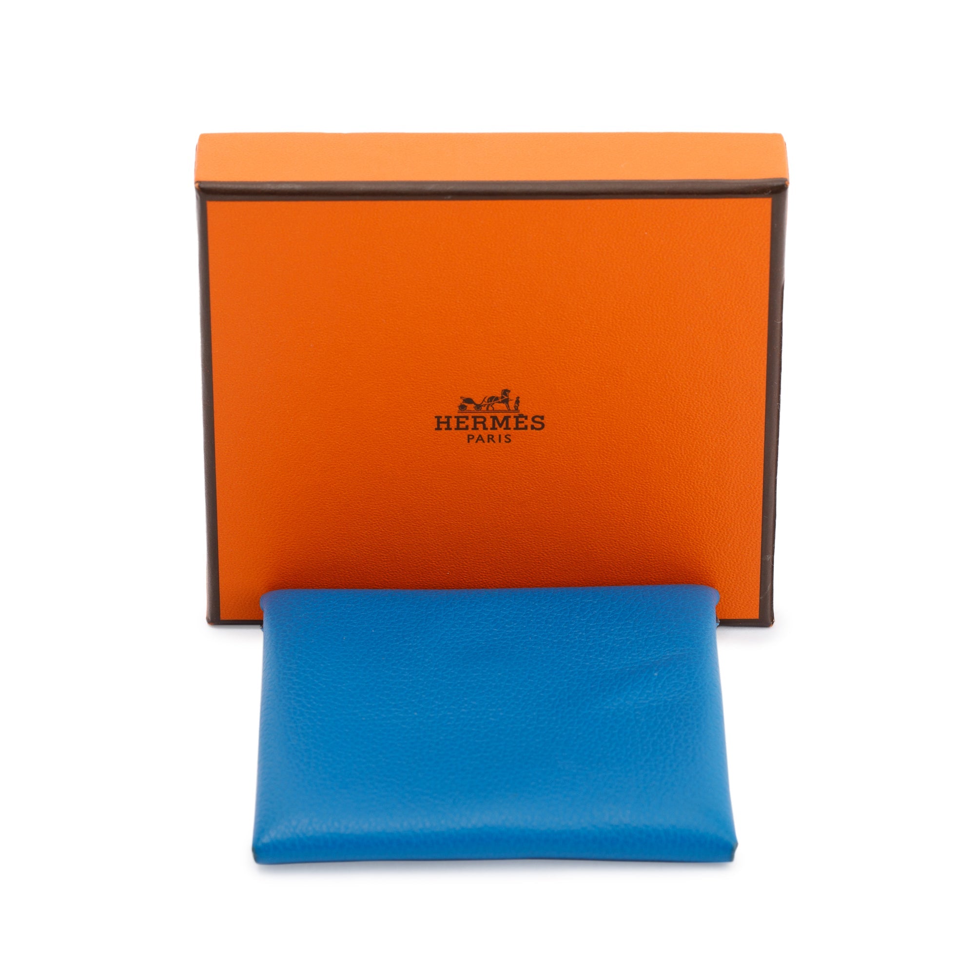 Hermes Blue Hydra Veau Evercolor Bastia Coin Pouch w/ Box