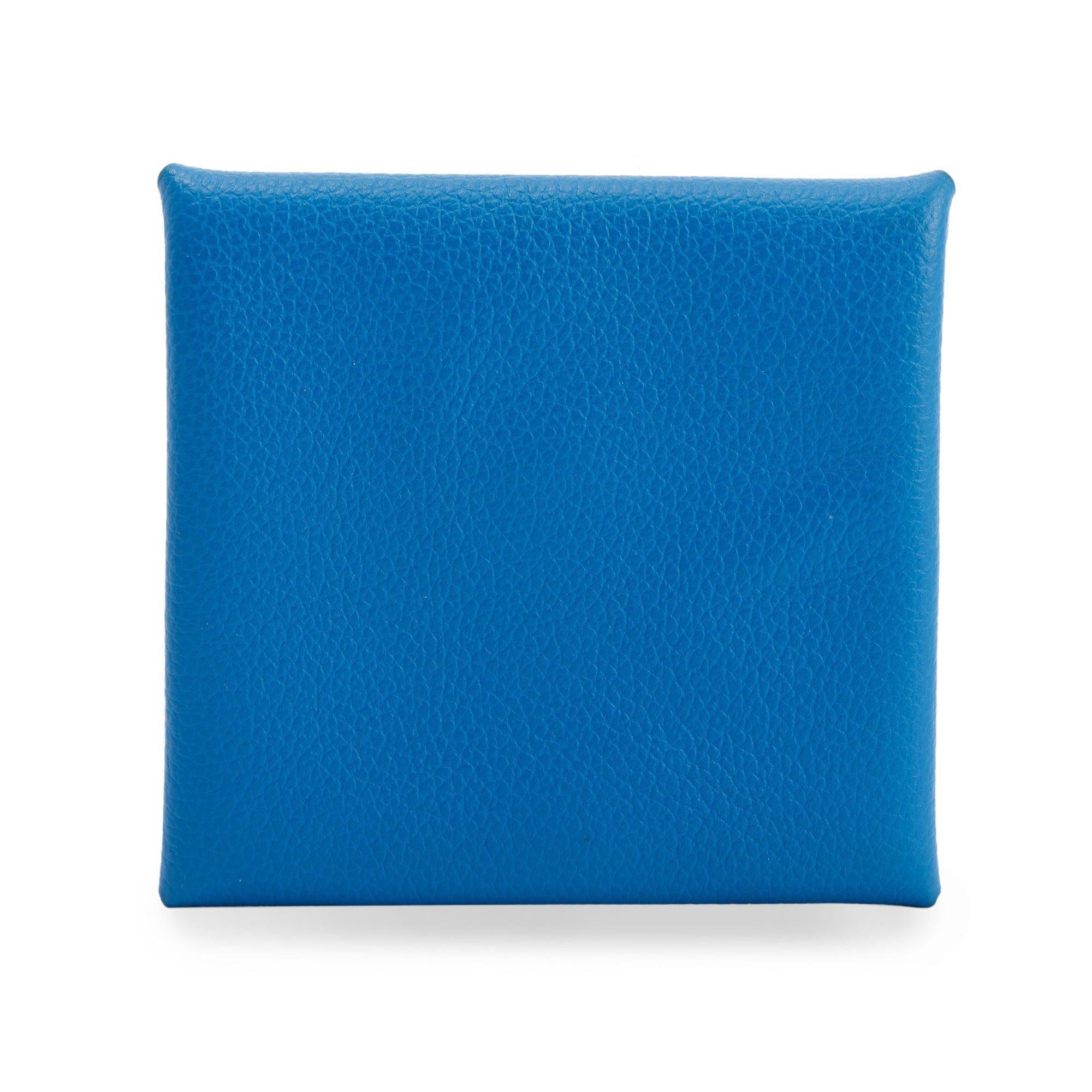 Hermes Blue Hydra Veau Evercolor Bastia Coin Pouch w/ Box