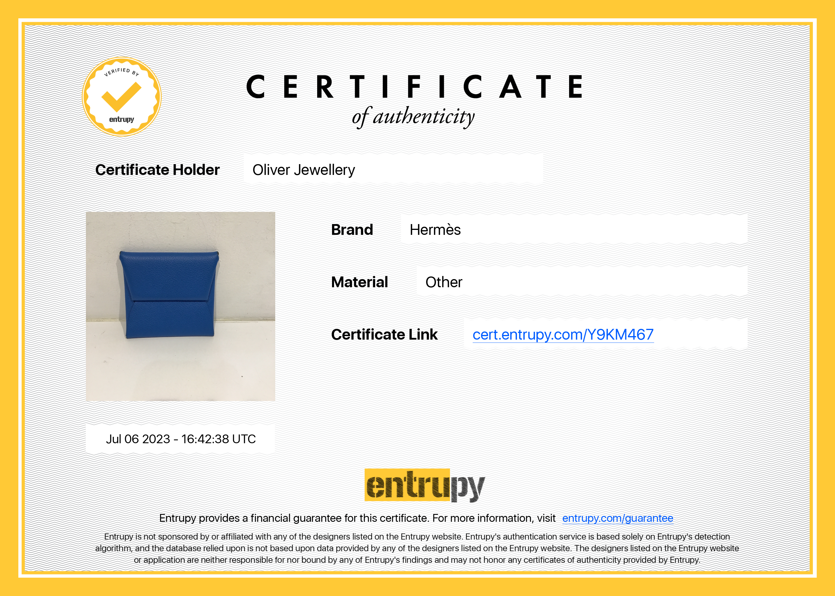 Hermes Blue Hydra Veau Evercolor Bastia Coin Pouch w/ Box