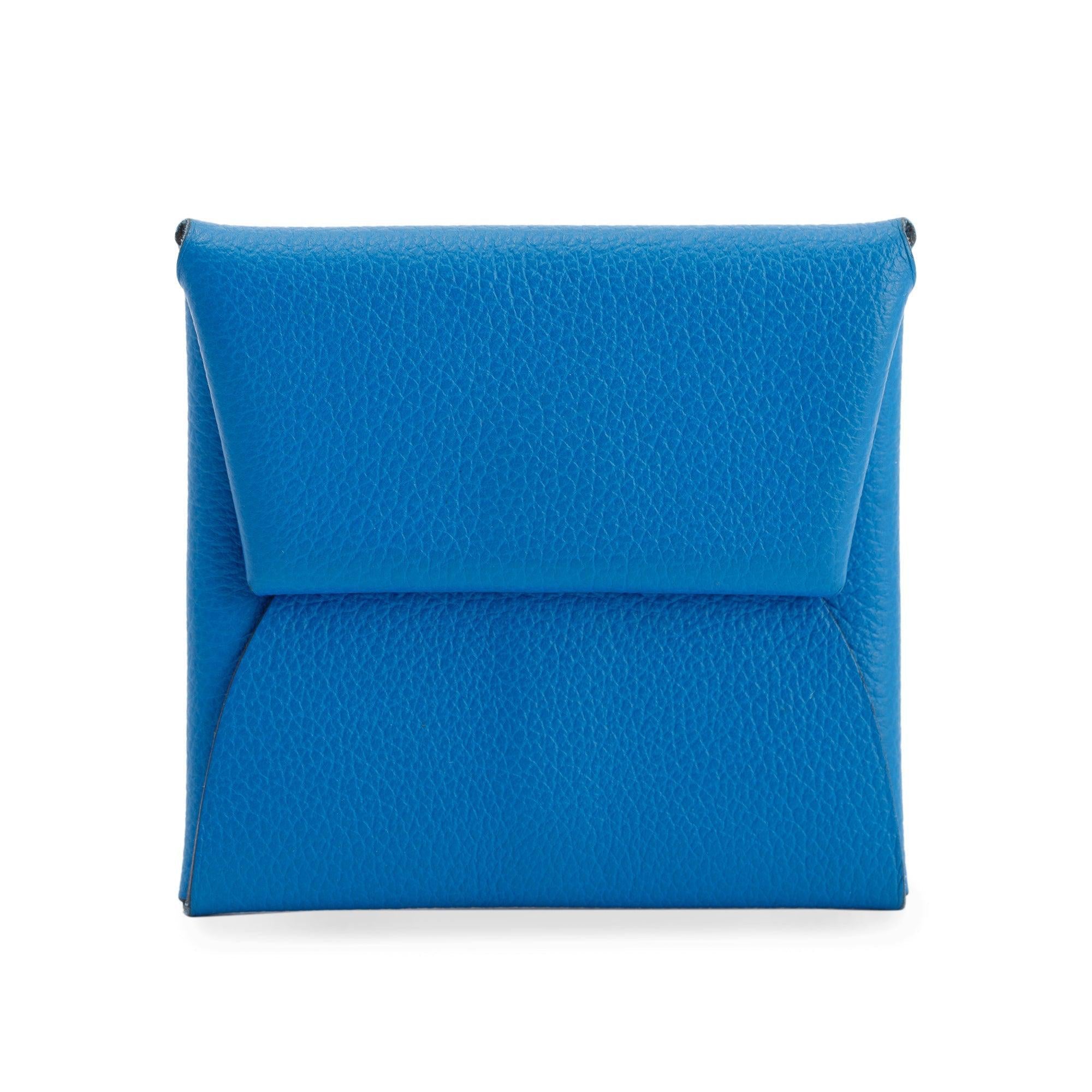 Hermes Blue Hydra Veau Evercolor Bastia Coin Pouch w/ Box