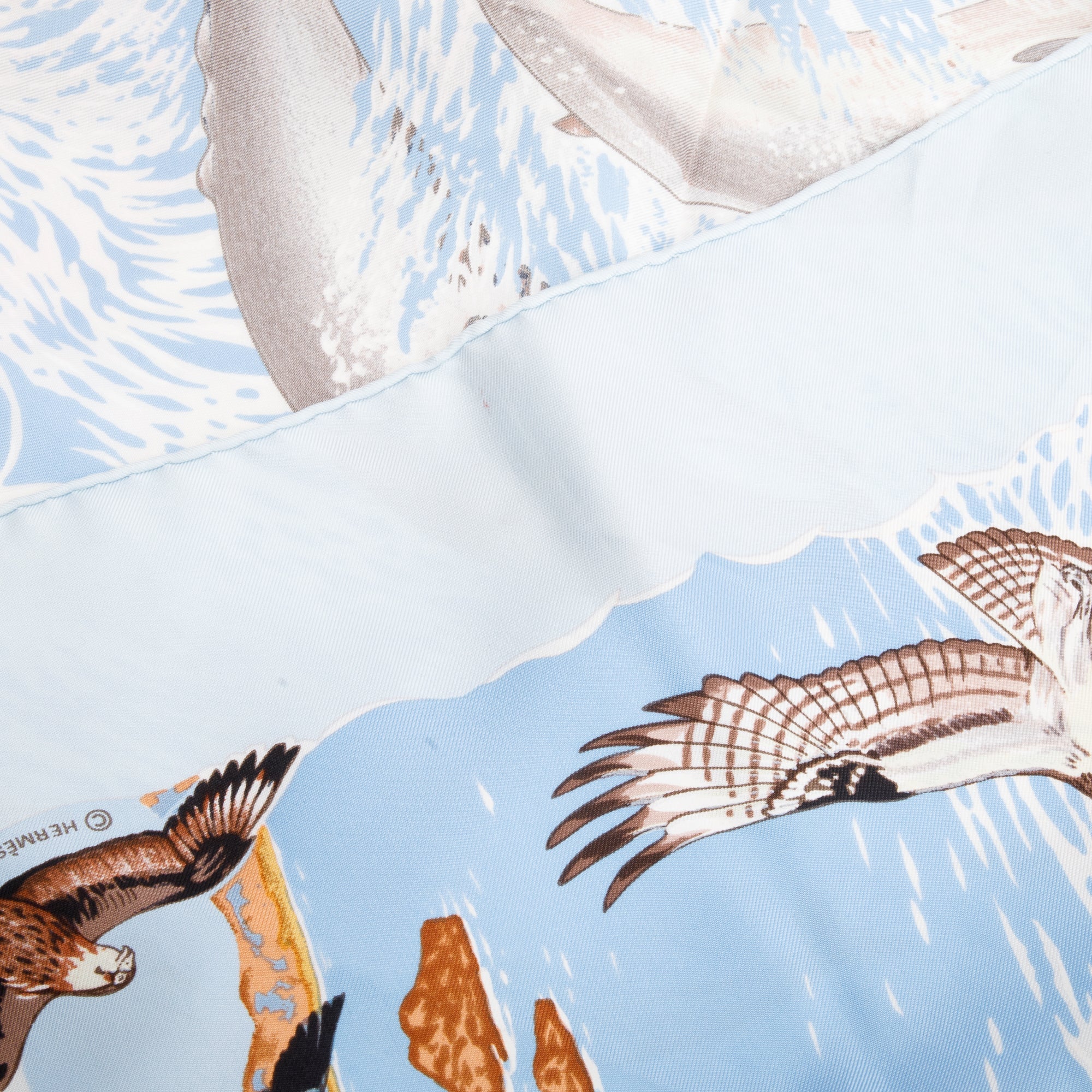 Hermes Blue & Multicolor 'La Vie Precieuse de la Mediterranee' Silk Scarf 90 w/ Box