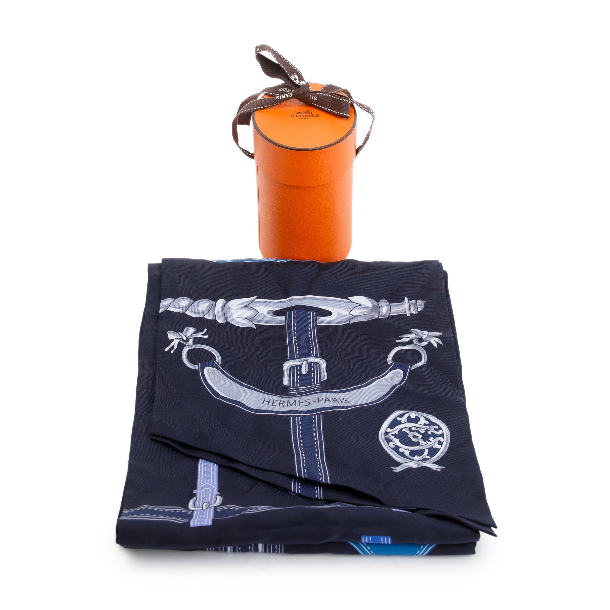 Hermes Blue Silk Maxi Twilly w/ Box