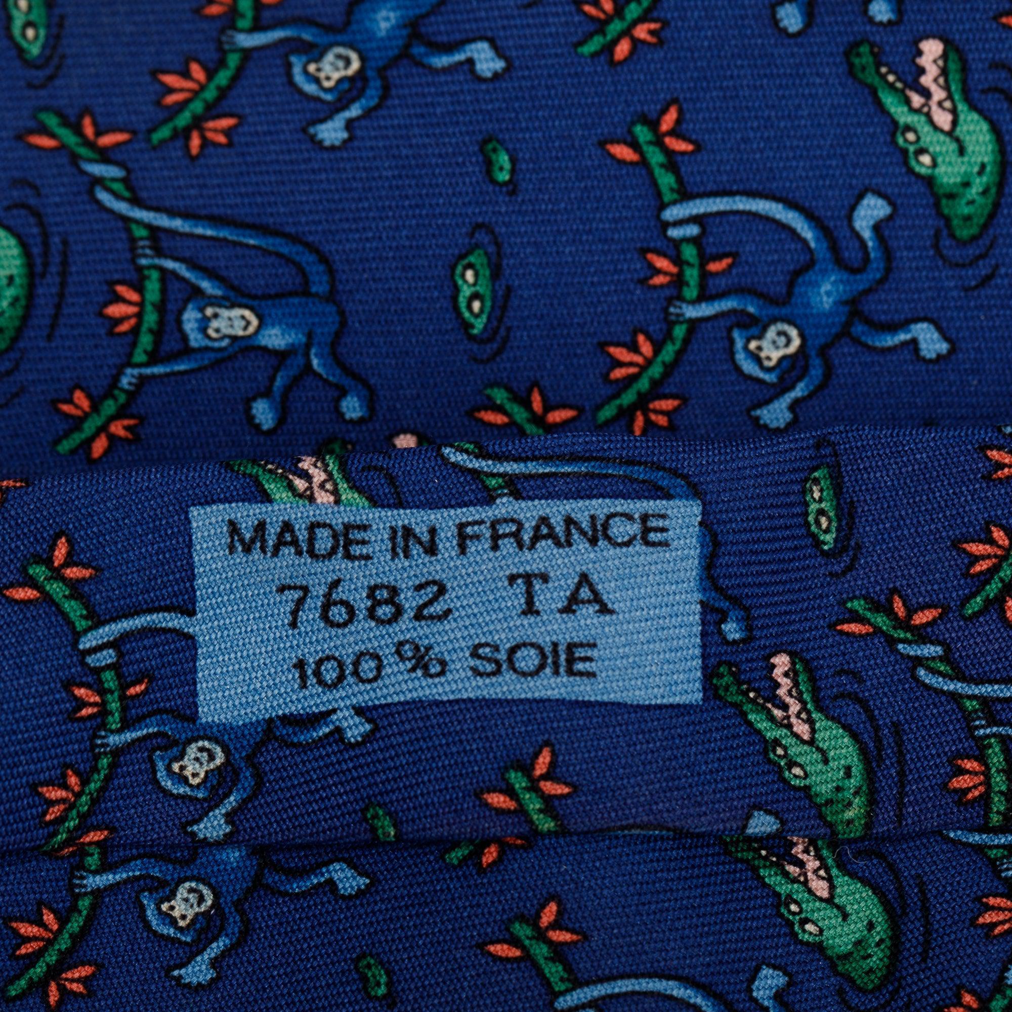 Hermes Blue Silk Twill Tie 7 Jungle Tie