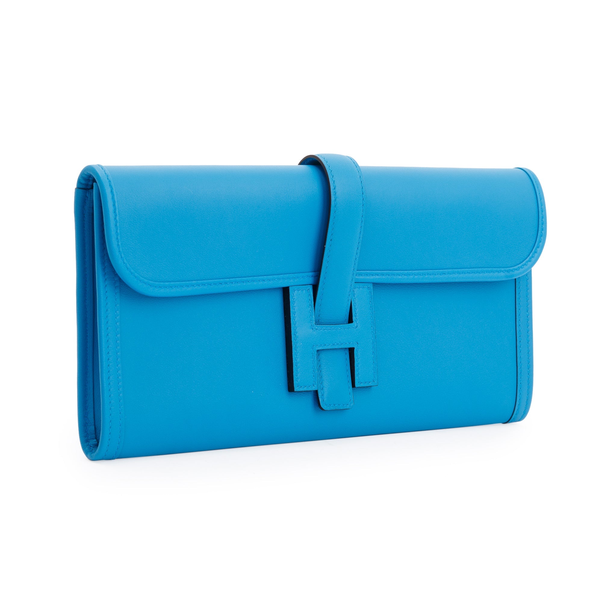 Hermes Blue Swift Leather Jige Elan 29 Clutch