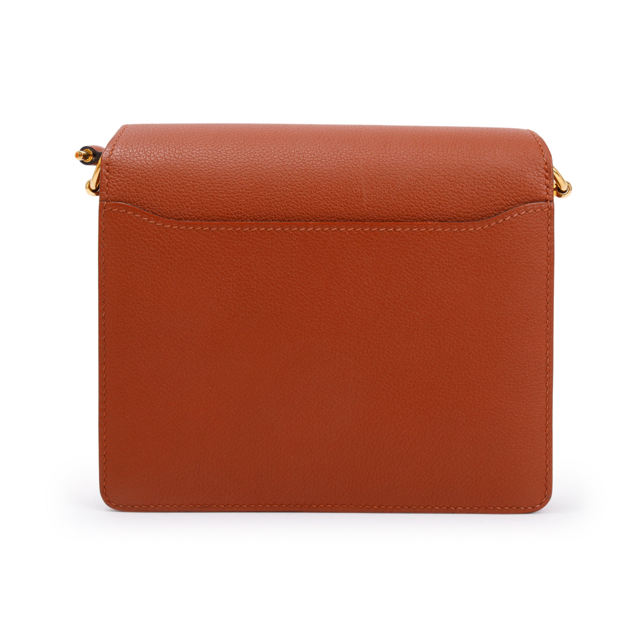 Hermes Brique Caramel Evercolor Leather Mini Sac Roulis 18