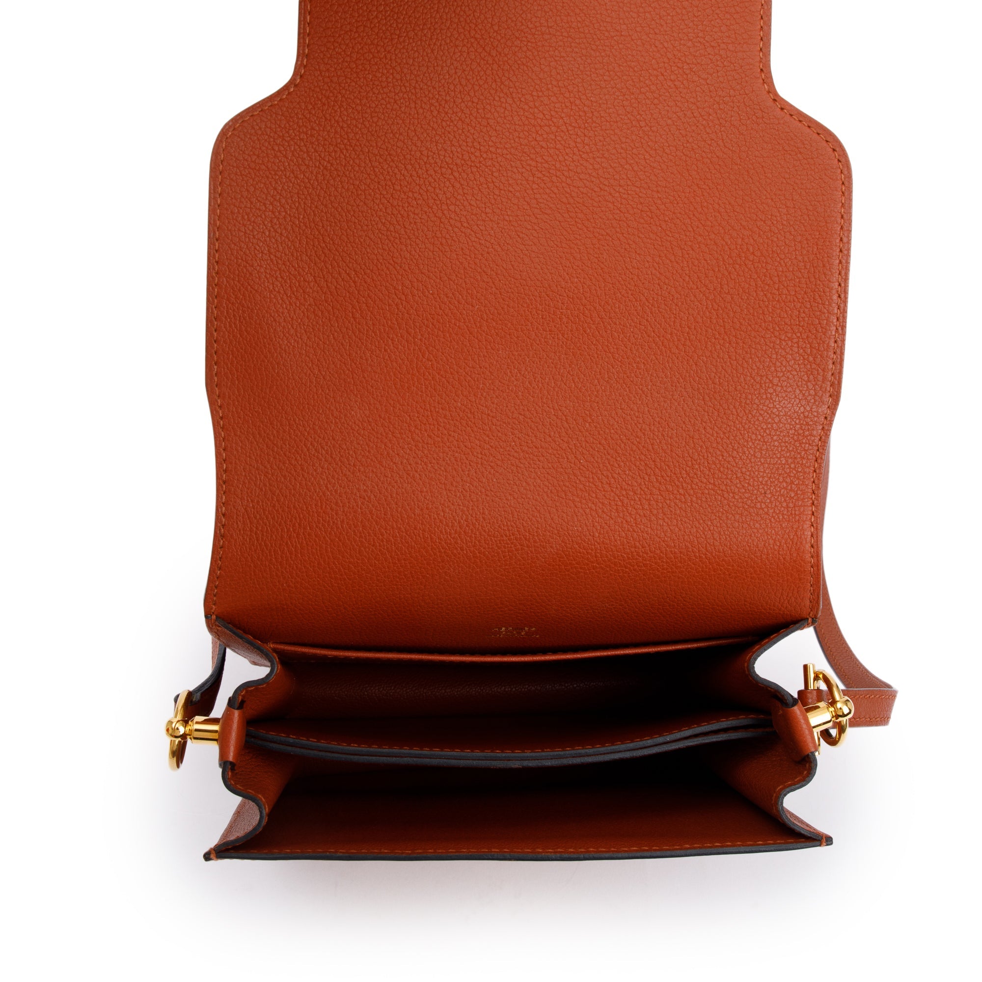 Hermes Brique Caramel Evercolor Leather Mini Sac Roulis 18