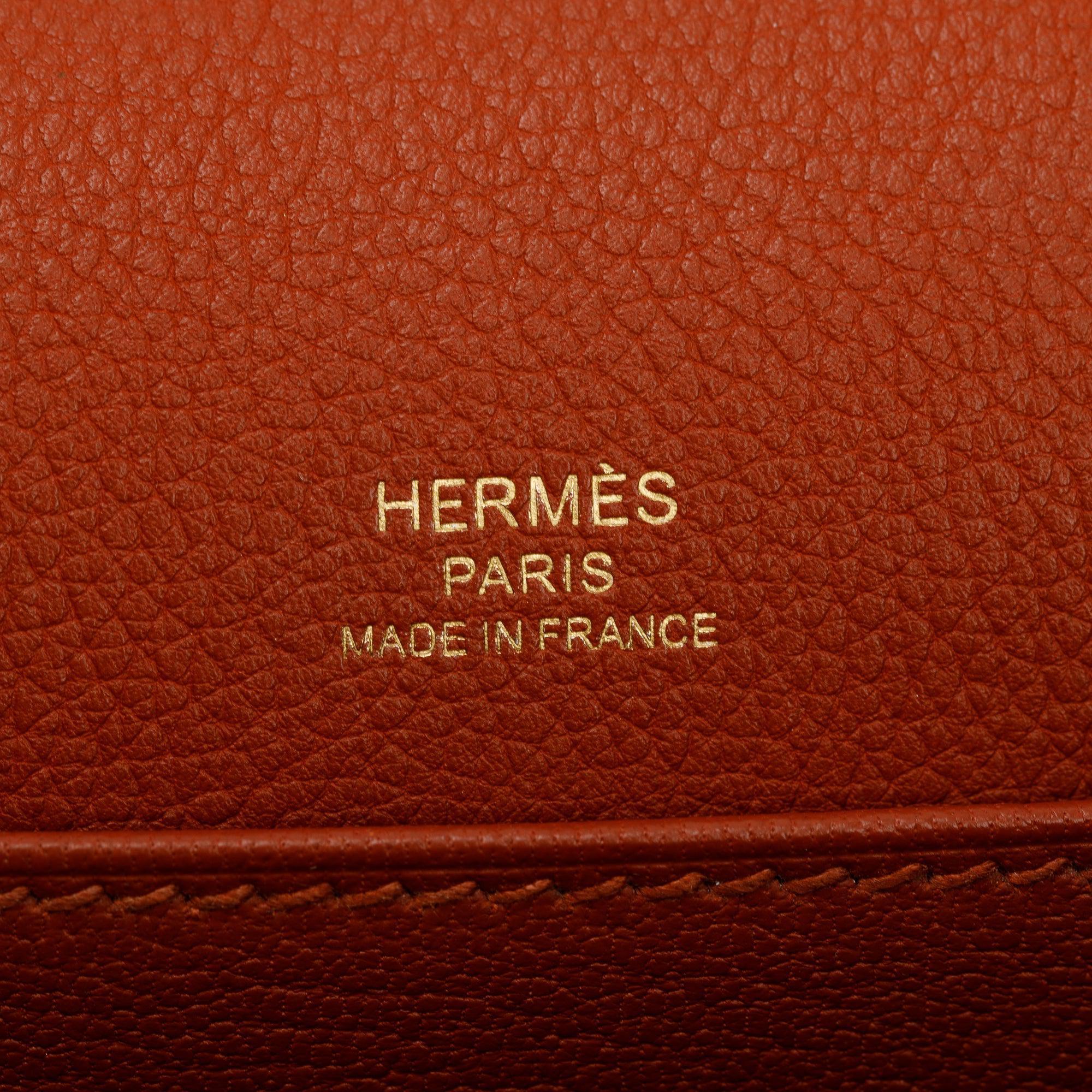Hermes Brique Caramel Evercolor Leather Mini Sac Roulis 18