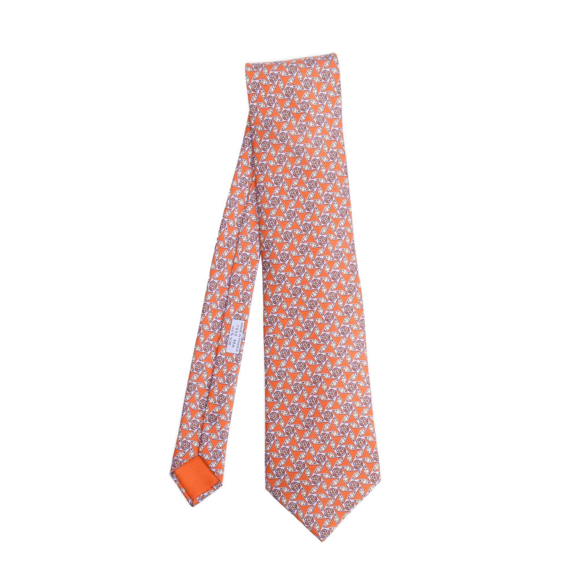 Hermes Brown/Multicolor 7939 MA Printed Silk Tie w/ Box