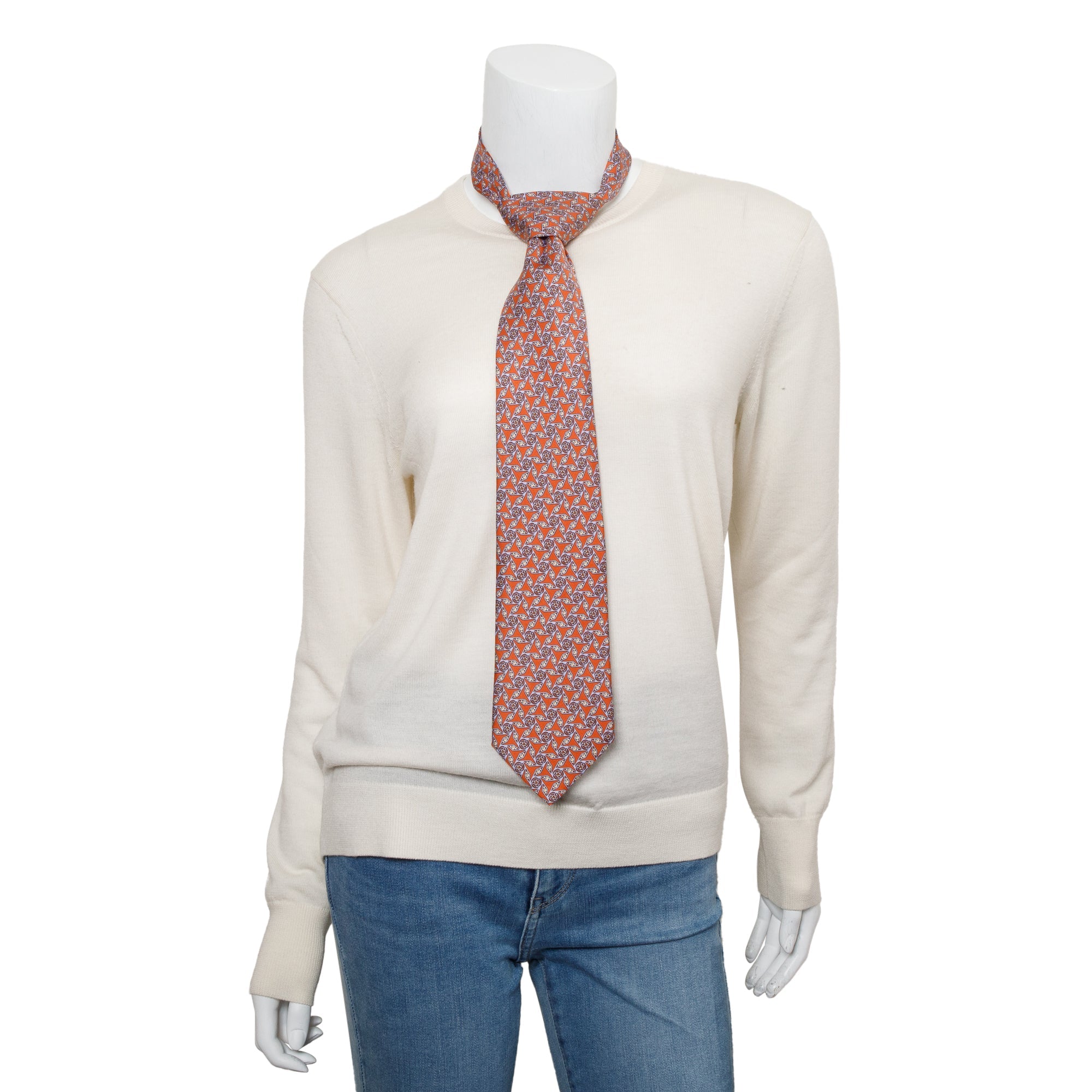 Hermes Brown/Multicolor 7939 MA Printed Silk Tie w/ Box