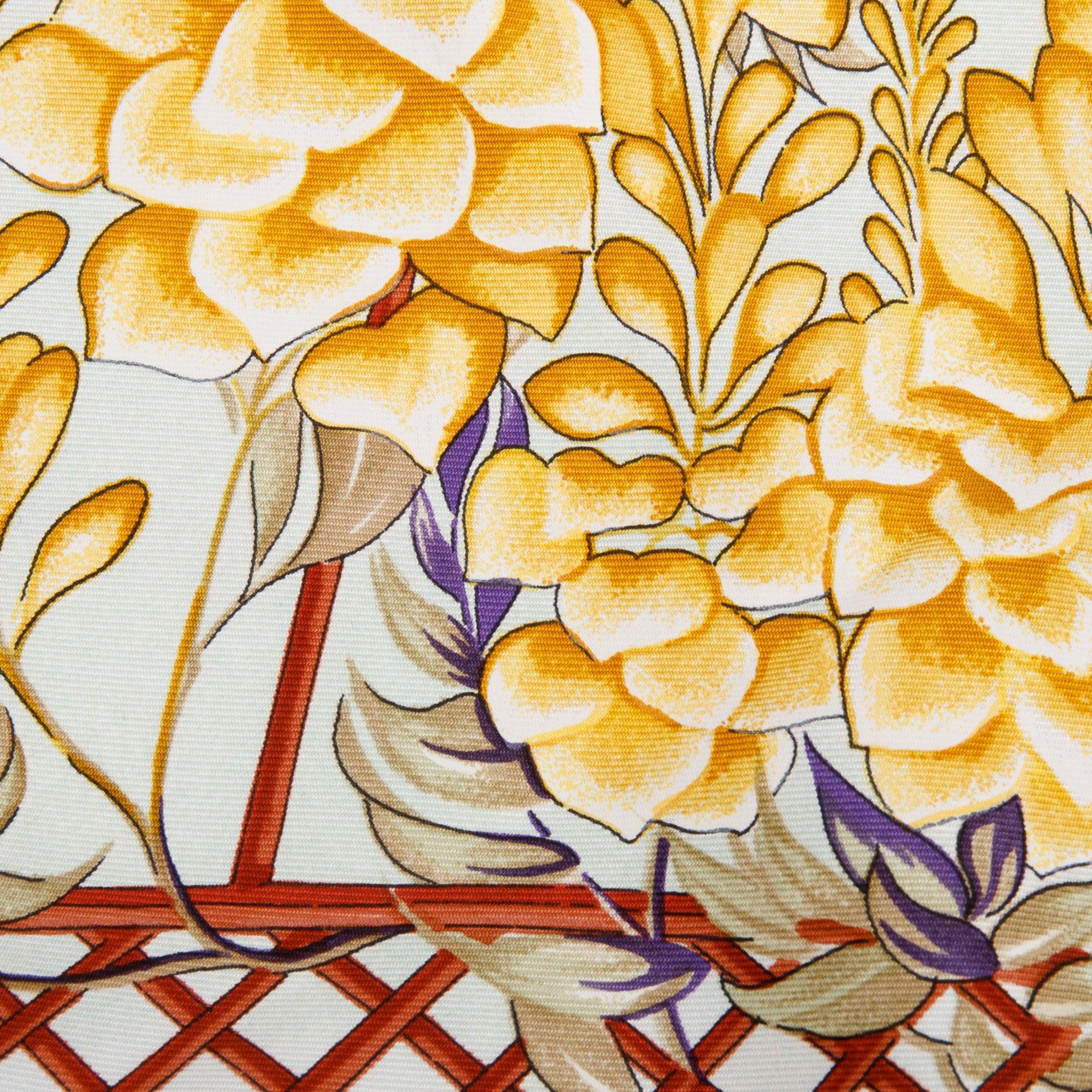 Hermes Burgundy 'Giverny Floral' Silk Scarf 90