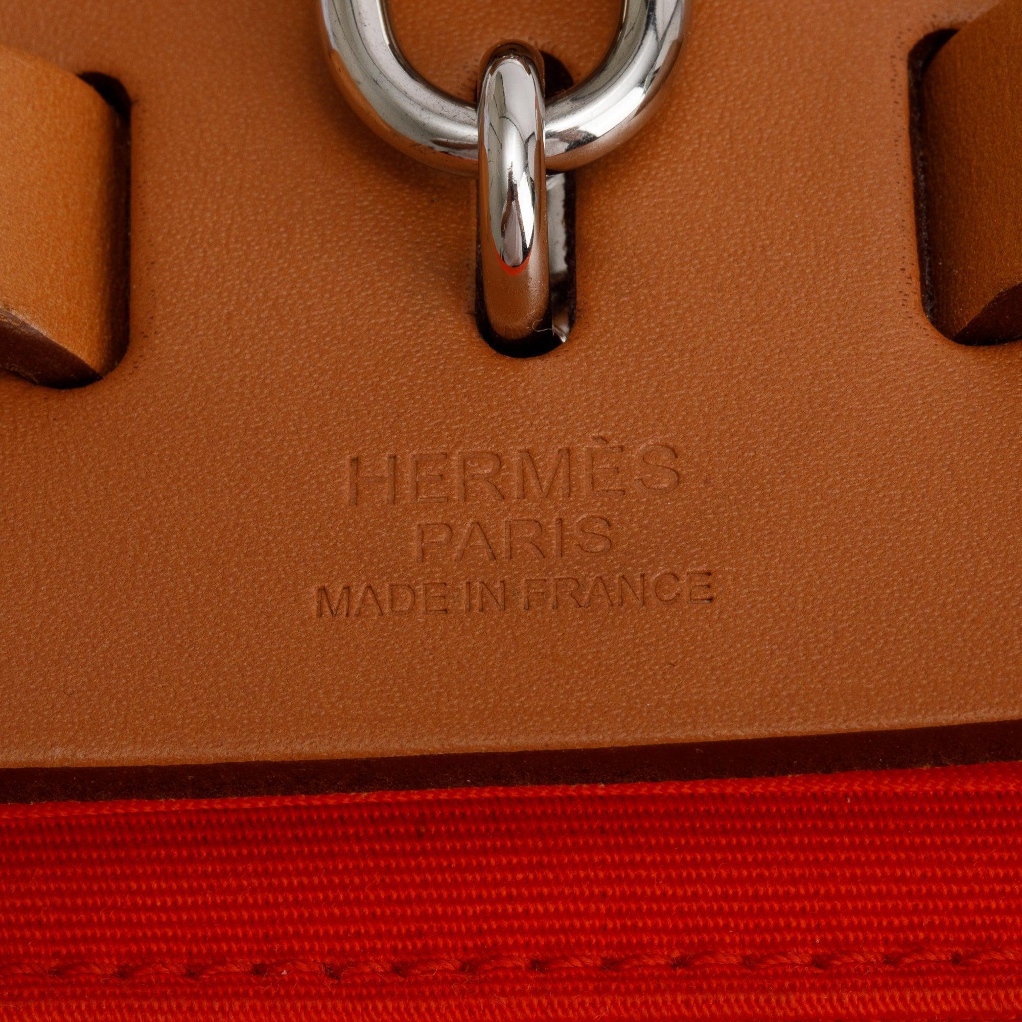 Hermes Capucine Fauve Toile Militaire Vache Hunter Herbag Zip 31 w/ Pouch