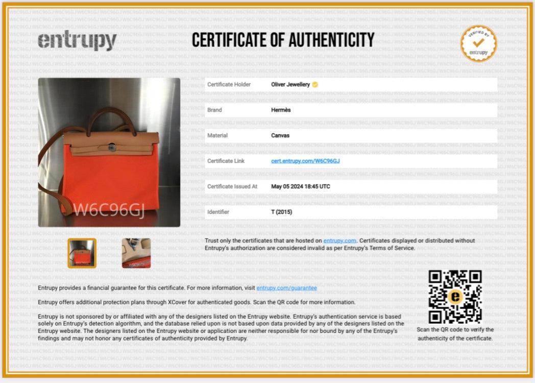 Hermes Capucine Fauve Toile Militaire Vache Hunter Herbag Zip 31 w/ Pouch