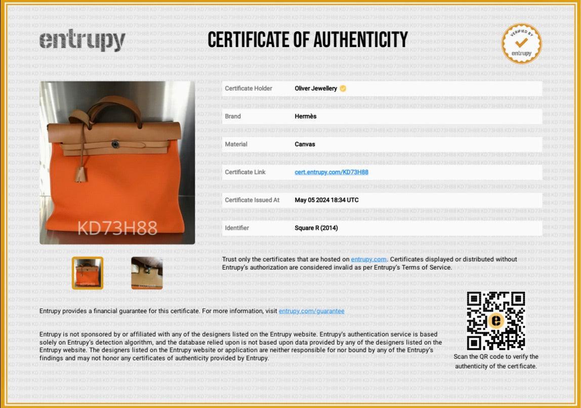 Hermes Capucine Fauve Toile Militaire Vache Hunter Herbag Zip 39 w/ Pouch