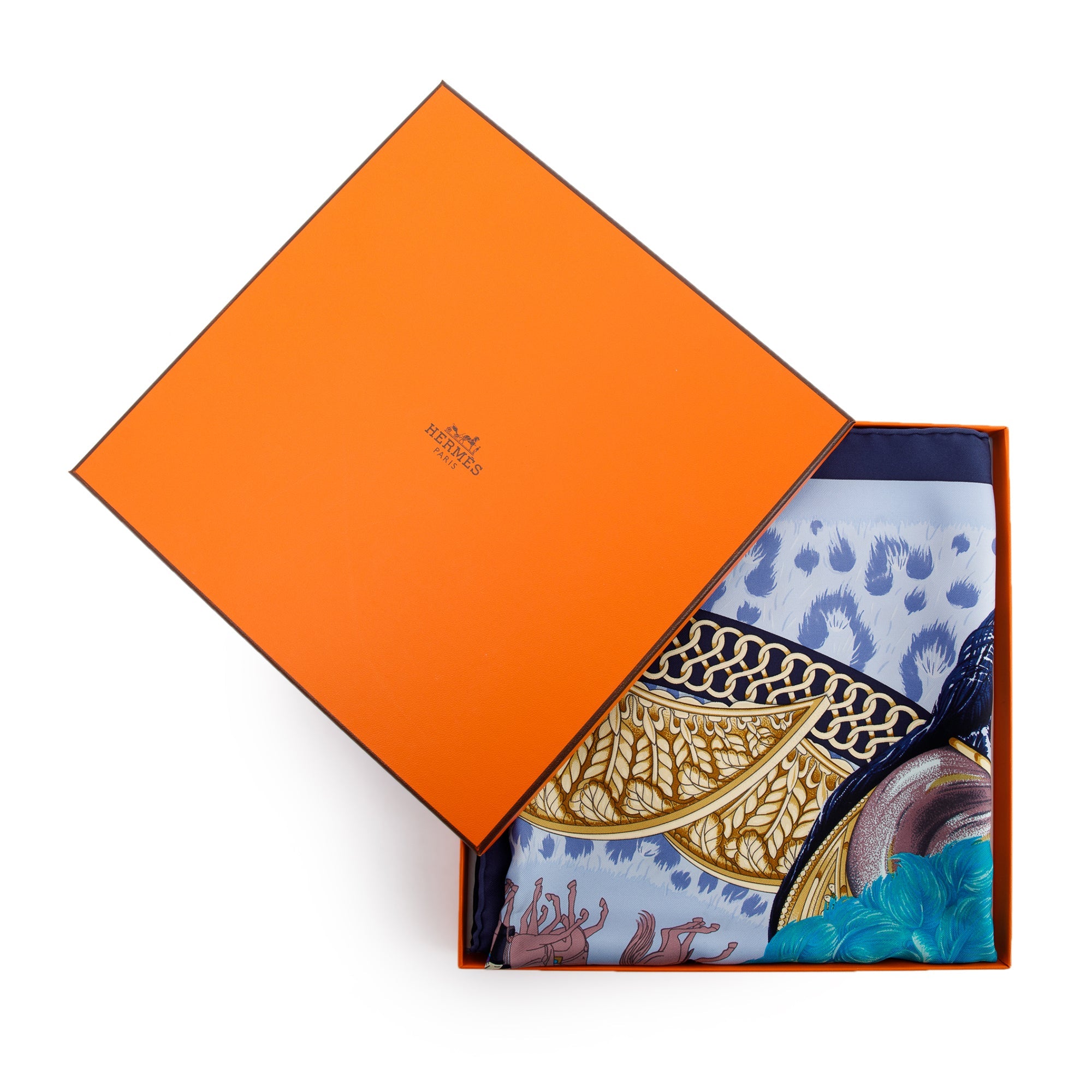 Hermes 'Casques Et Plumets by J. Abadie' Silk Scarf 90 w/ Box