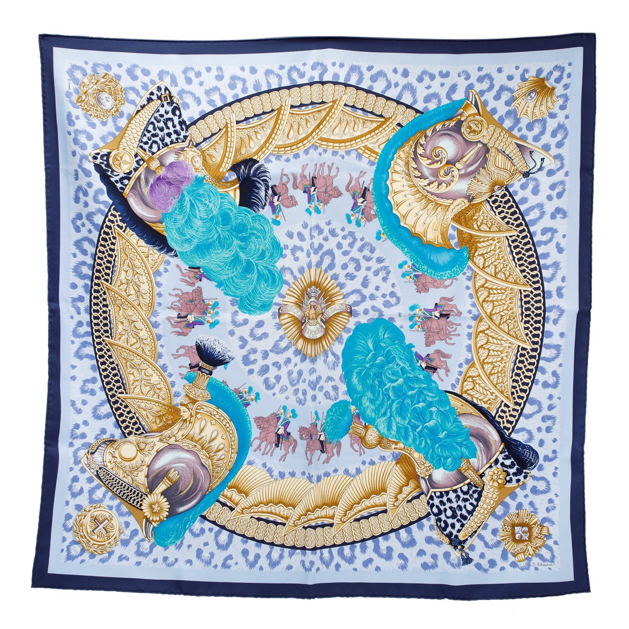 Hermes 'Casques Et Plumets by J. Abadie' Silk Scarf 90 w/ Box