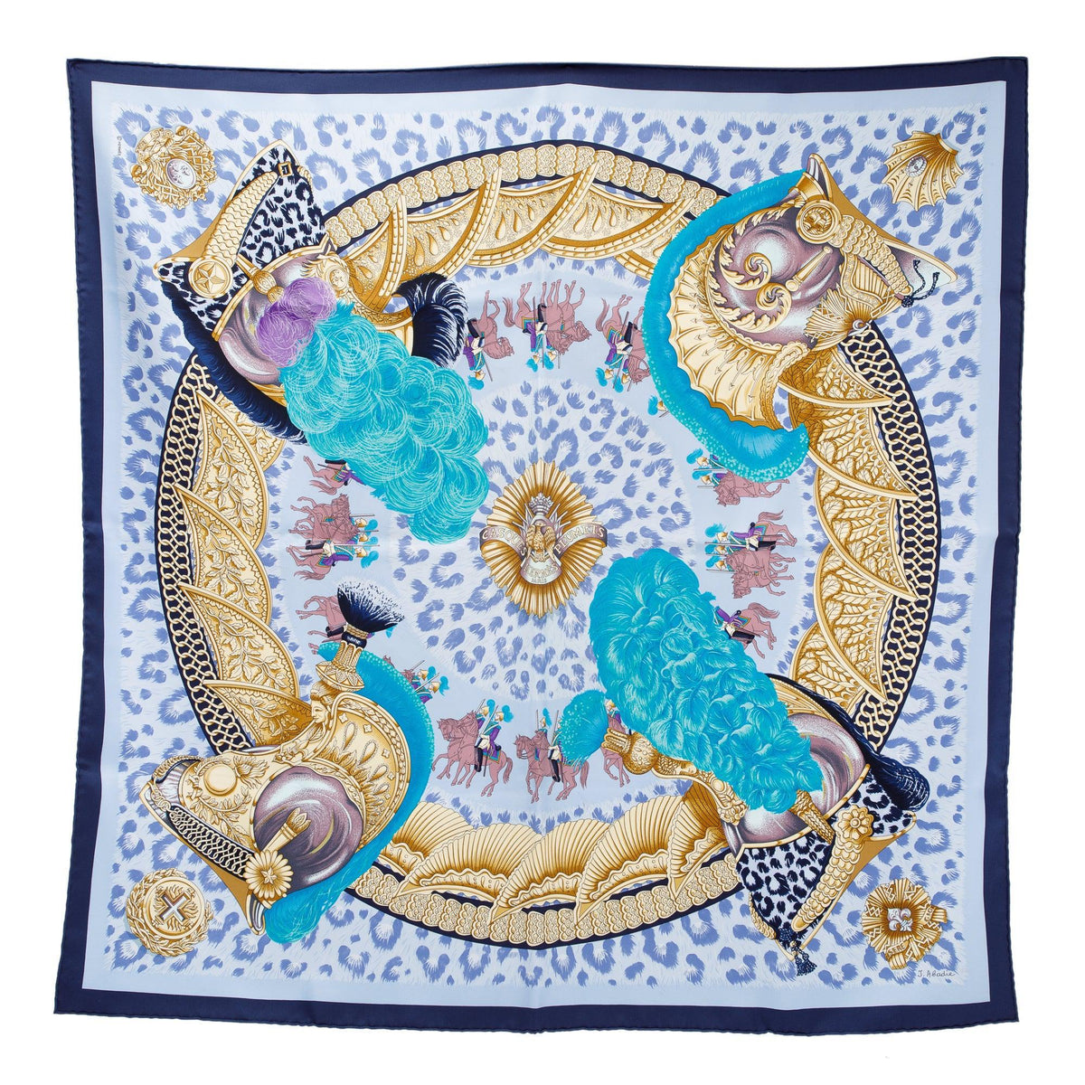 Hermes 'Casques Et Plumets by J. Abadie' Silk Scarf 90 w/ Box