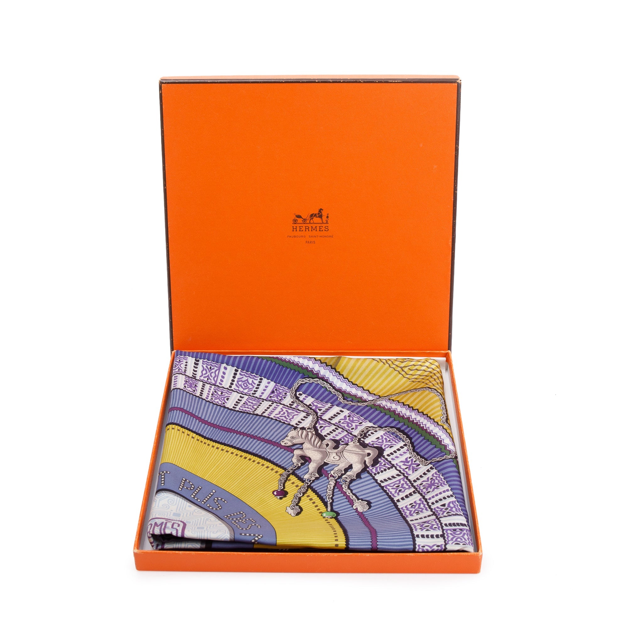 Hermes 'Cent Plis Des Miao' Multicolour Silk Scarf 90 w/ Box