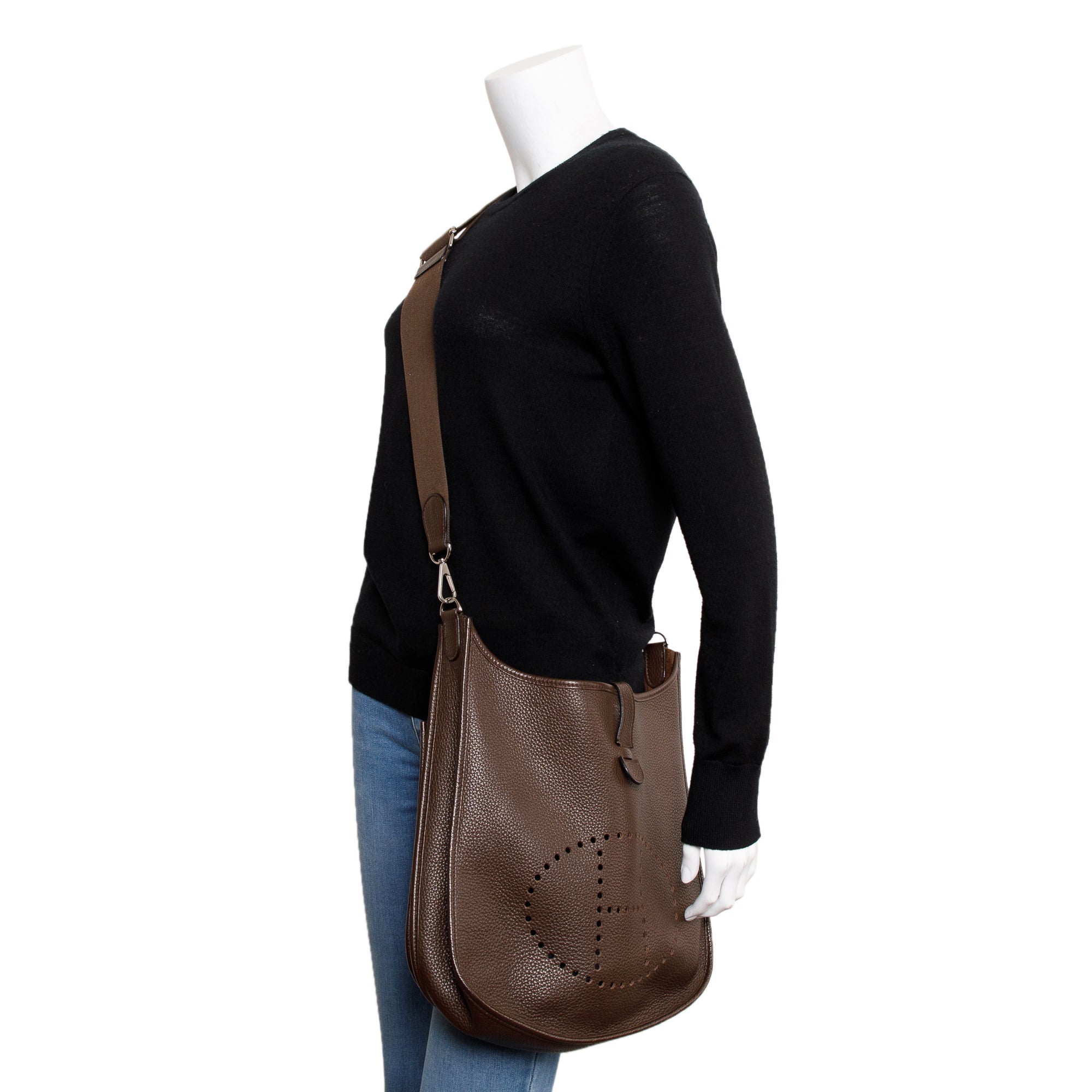 Hermes Chocolat Clemence Evelyne III 33 Bag