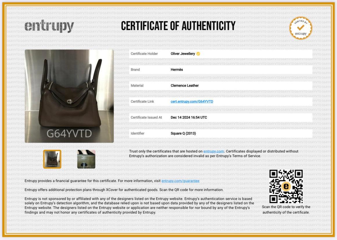 Hermes Chocolat Clemence Leather Lindy 30