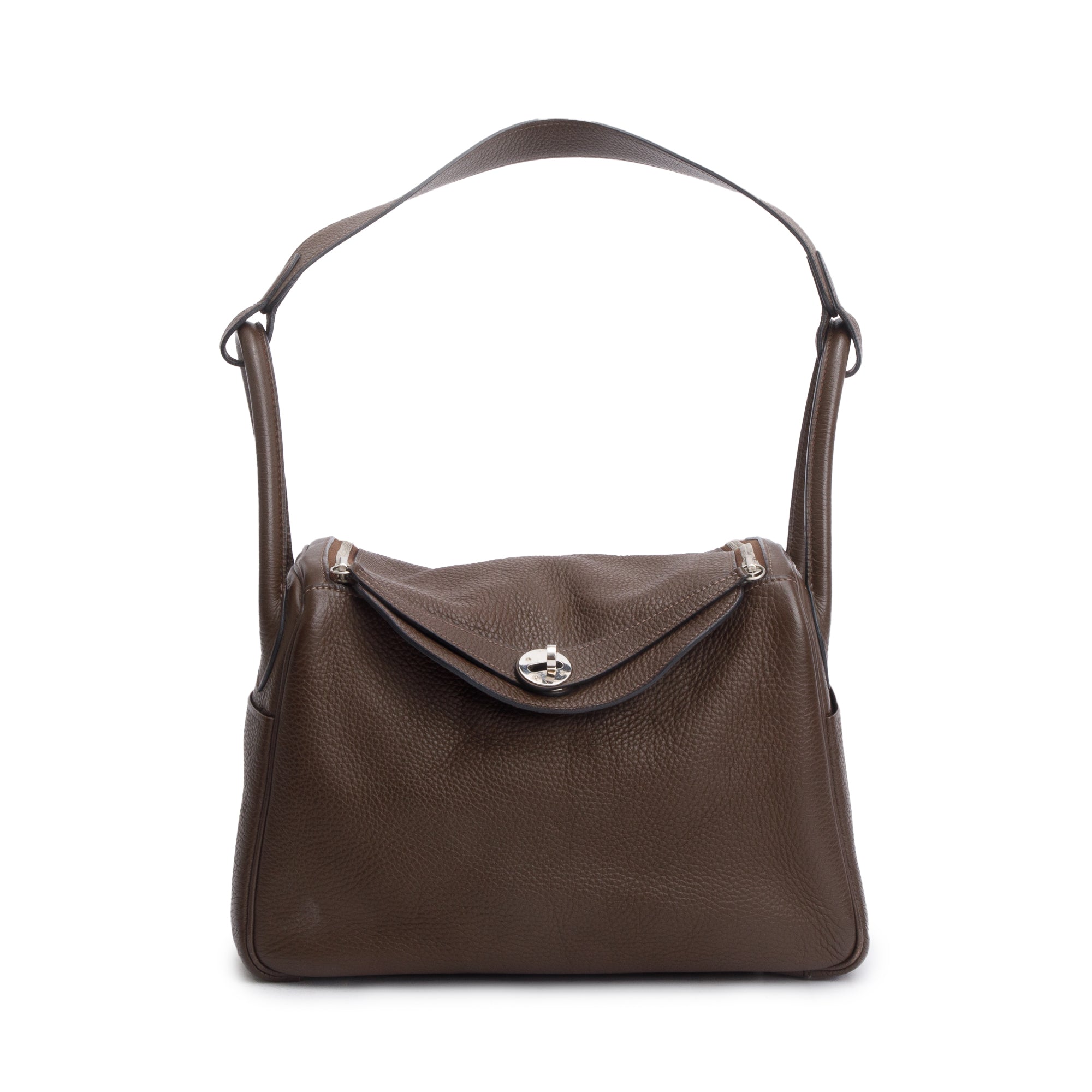 Hermes Chocolat Clemence Leather Lindy 30