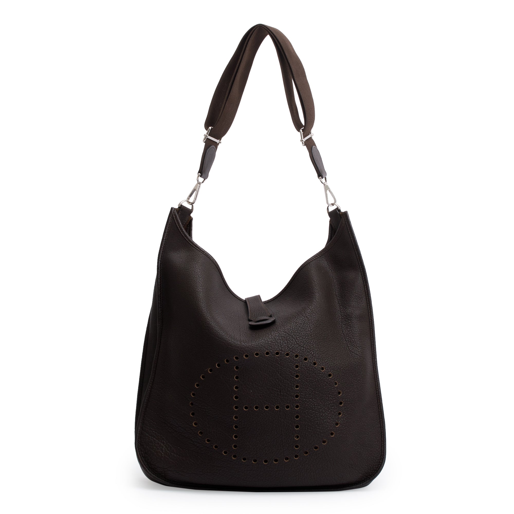 Hermes Chocolat Taurillon Clemence Evelyne III TGM