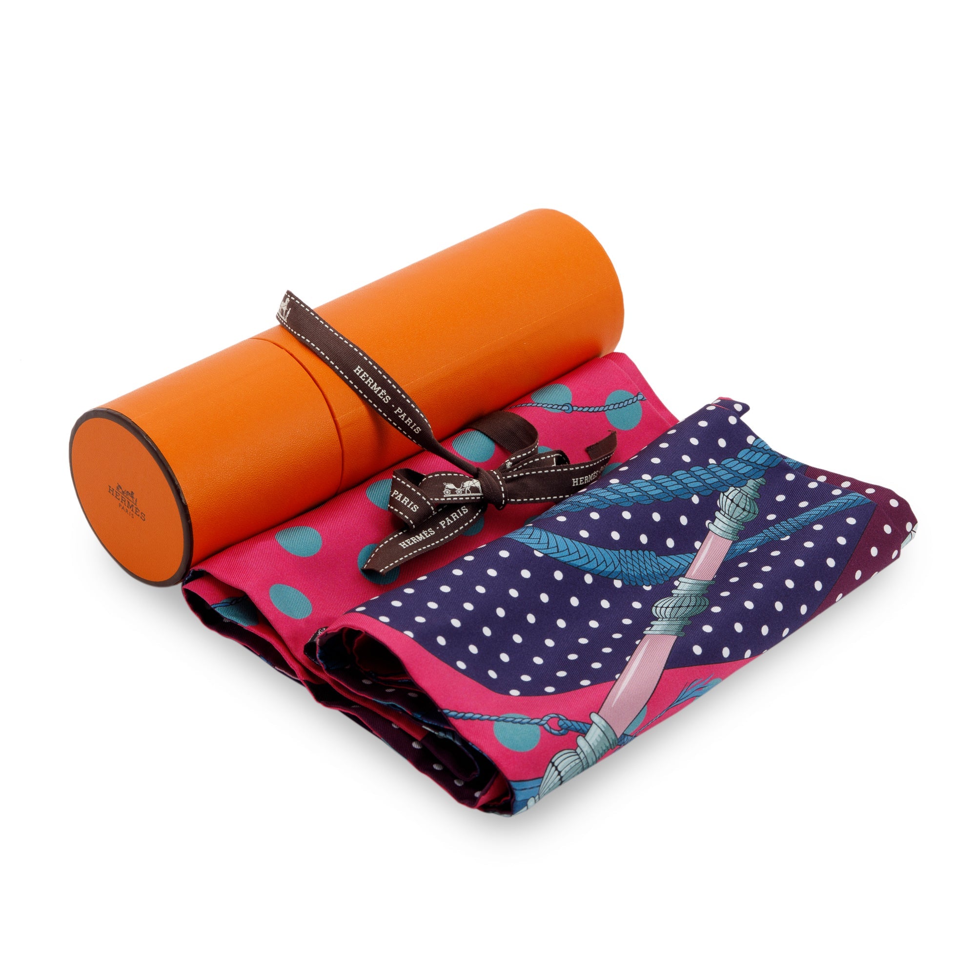 Hermes 'Clic Clac A Pois' Maxi Silk Twilly w/ Box