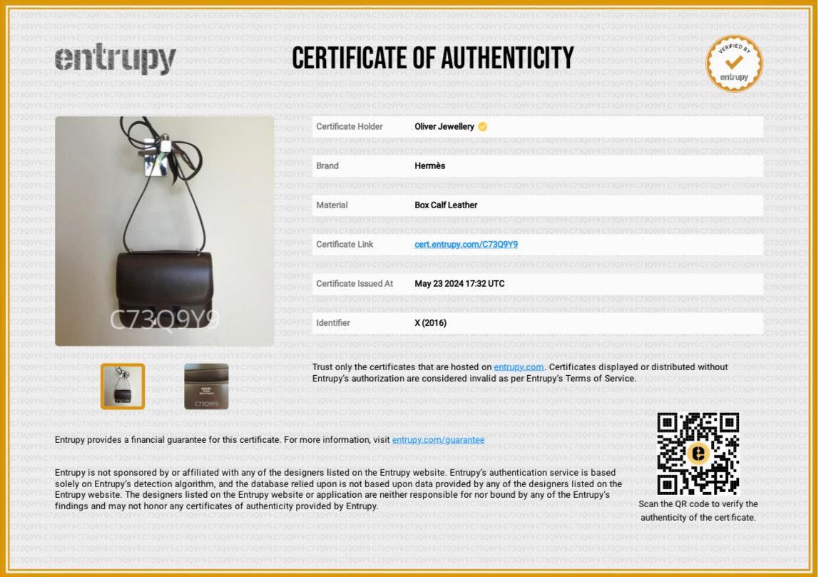 Hermes Ebene Box Leather Mini Constance 18 w/ Box